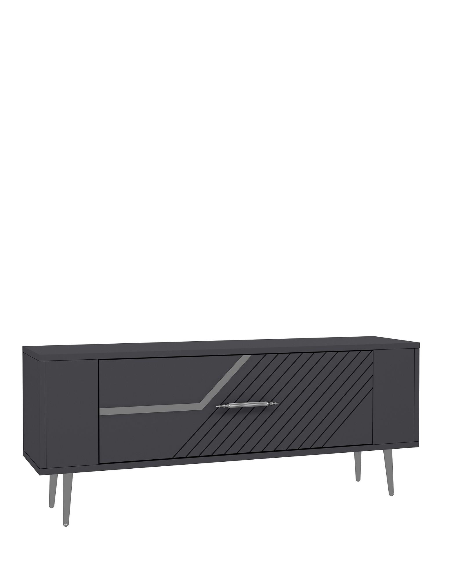 Móvel de TV – 120cm – Antracite e Prata – MDF com melamina