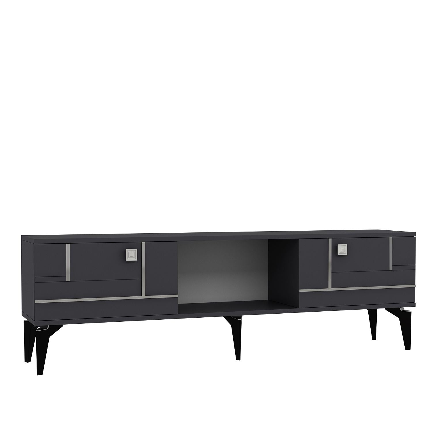 Móvel de TV – 150 cm x 44,6 cm x 29,6 cm – Antracite e Prata – MDF