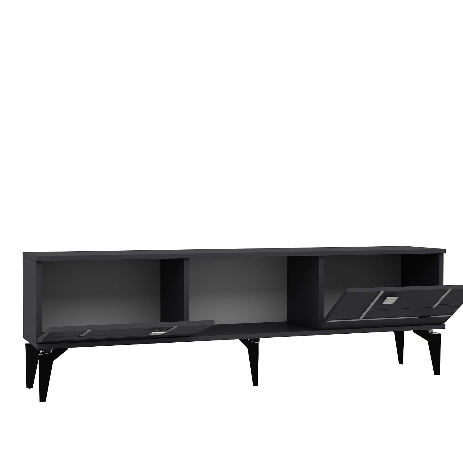 Móvel de TV – 150 cm x 44,6 cm x 29,6 cm – Antracite e Prata – MDF