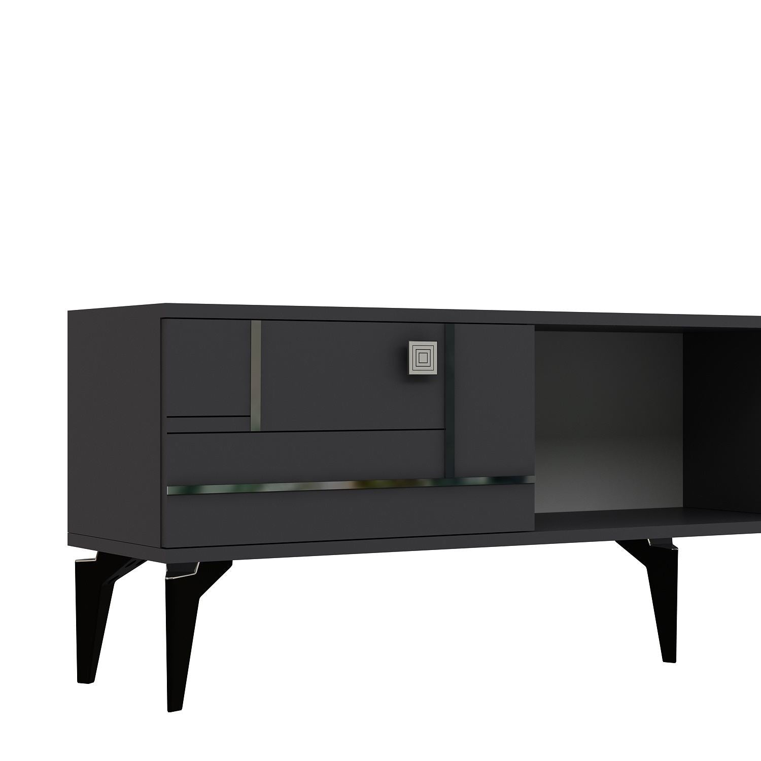 Móvel de TV – 150 cm x 44,6 cm x 29,6 cm – Antracite e Prata – MDF