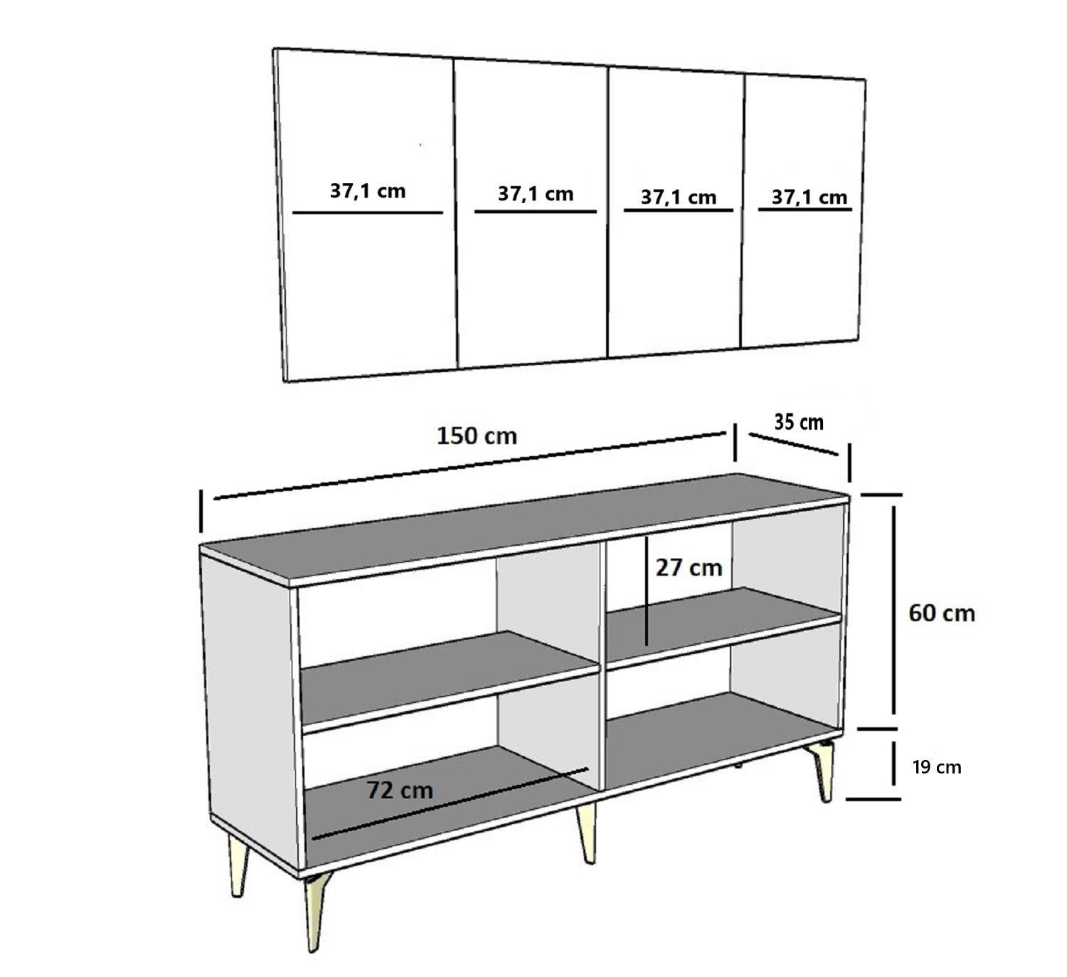 Aparador – 150cm – Carvalho Safira e Branco – Aglomerado