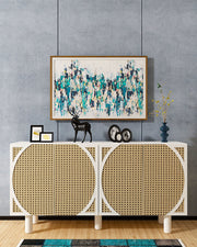 Aparador revestido de melamina – 150 cm x 75 cm – Branco e Hazeran