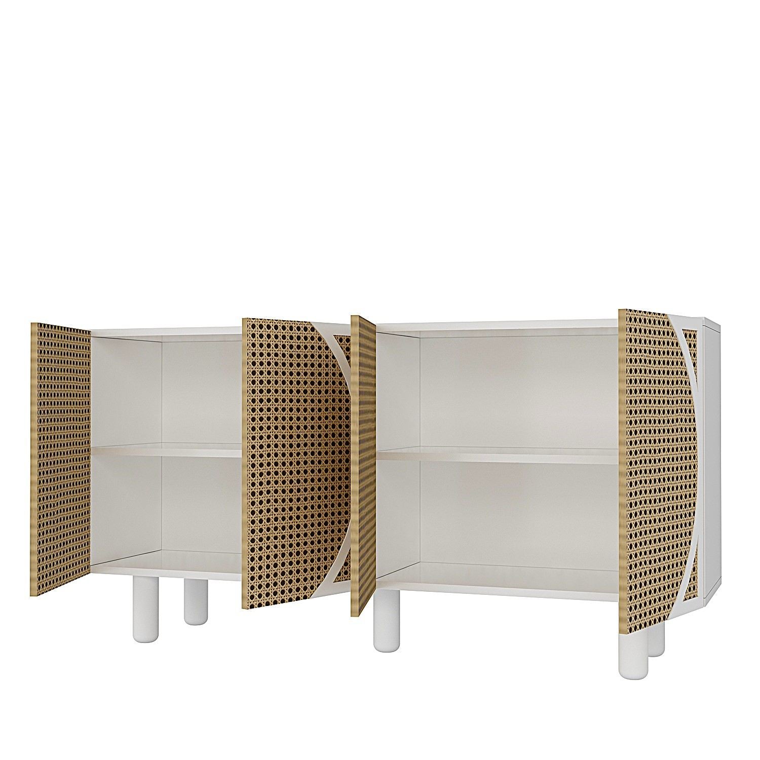 Aparador revestido de melamina – 150 cm x 75 cm – Branco e Hazeran