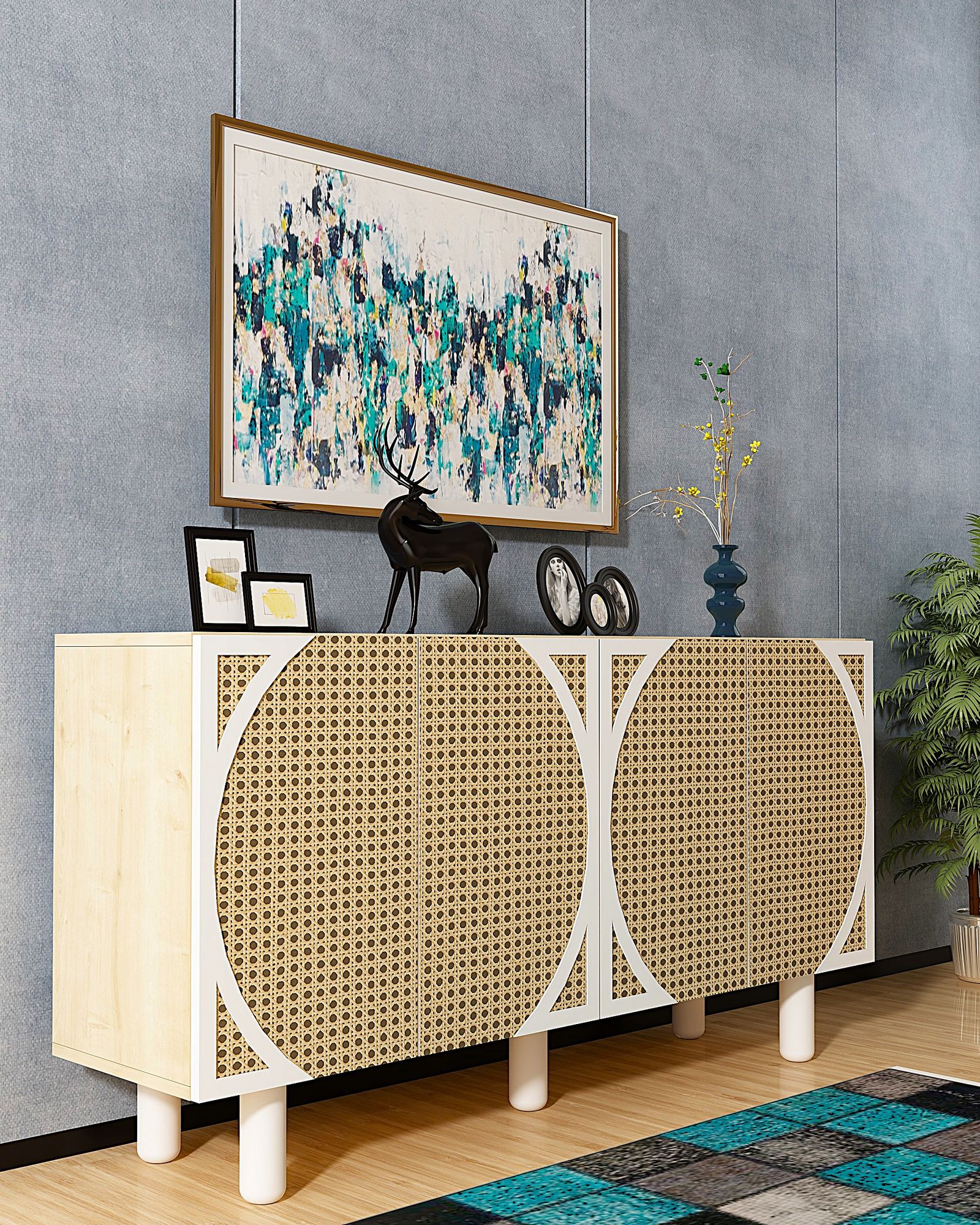 Aparador – 150 cm x 75 cm x 35 cm – Carvalho Safira e Hazeran – MDF