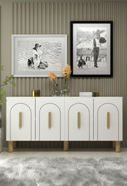 Aparador – 150 cm x 75 cm x 35 cm – Branco e Carvalho Safira – Aglomerado
