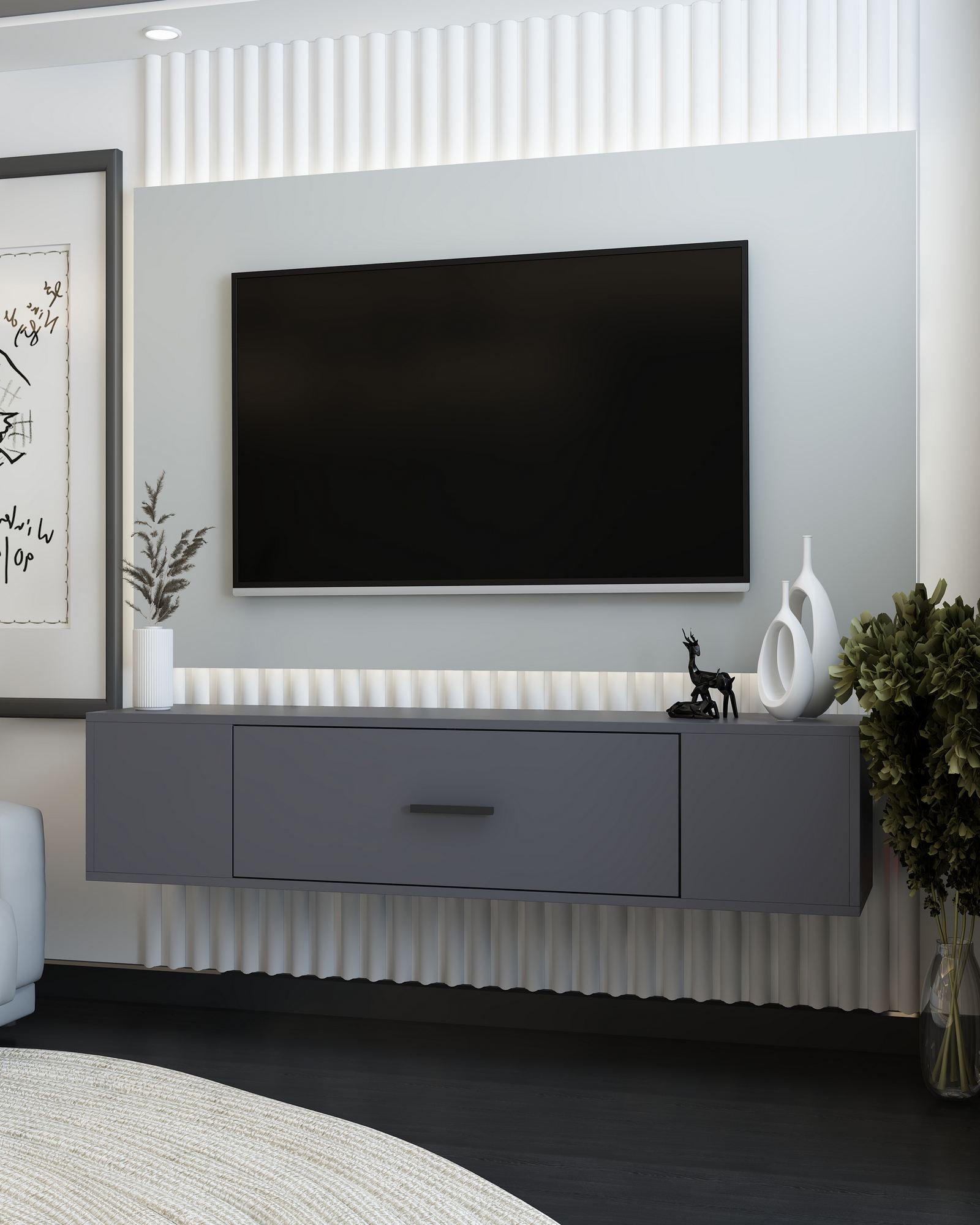 Móvel de TV – 150 cm x 33,2 cm x 29,6 cm – Antracite – MDF