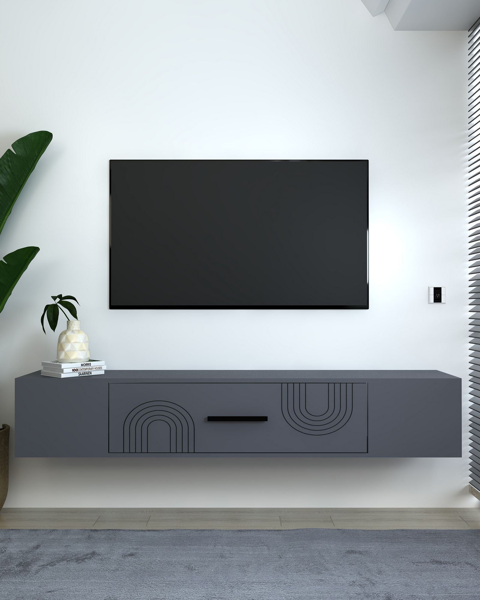 Móvel de TV – 150 cm x 33,2 cm x 29,6 cm – Antracite – MDF