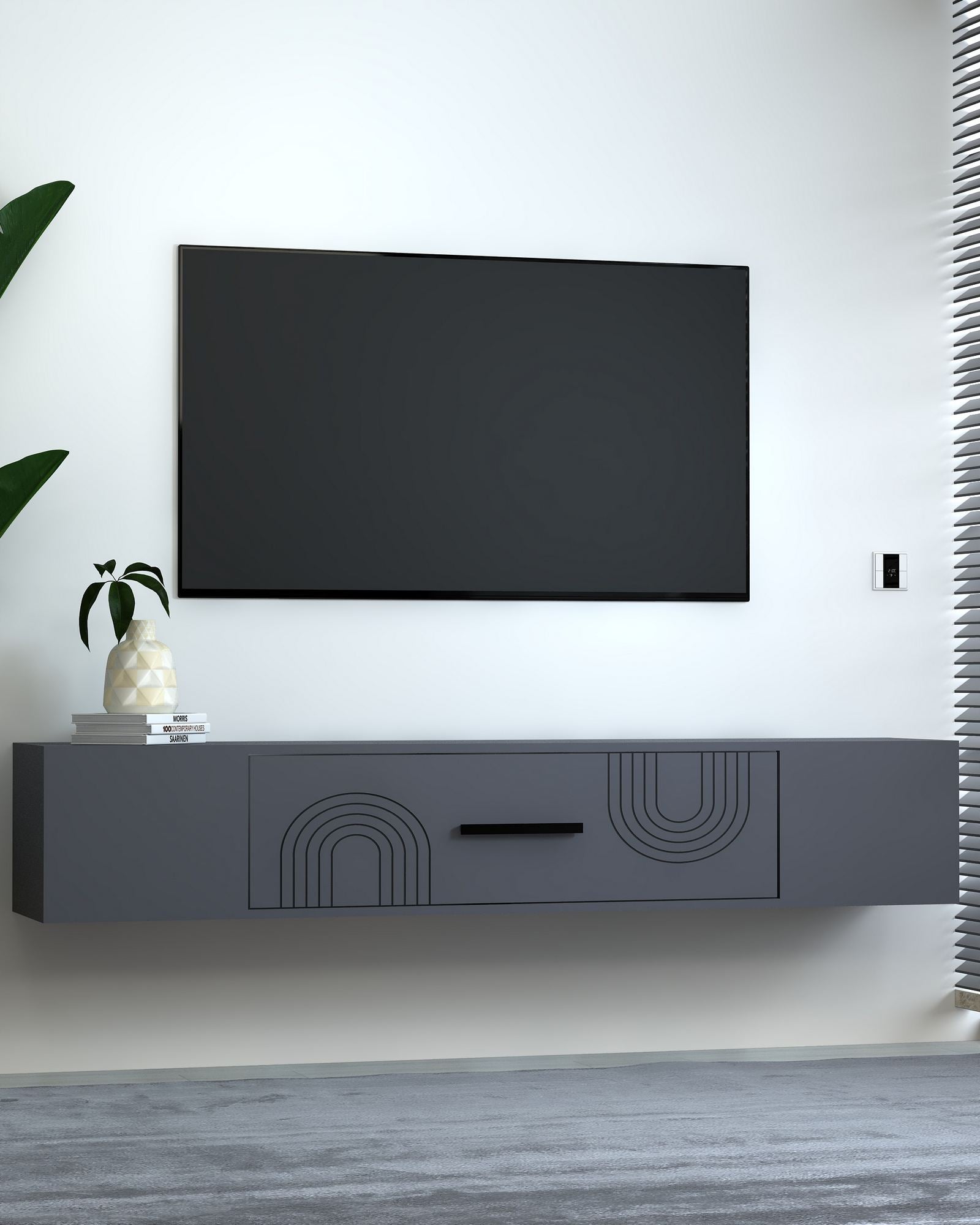 Móvel de TV – 150 cm x 33,2 cm x 29,6 cm – Antracite – MDF