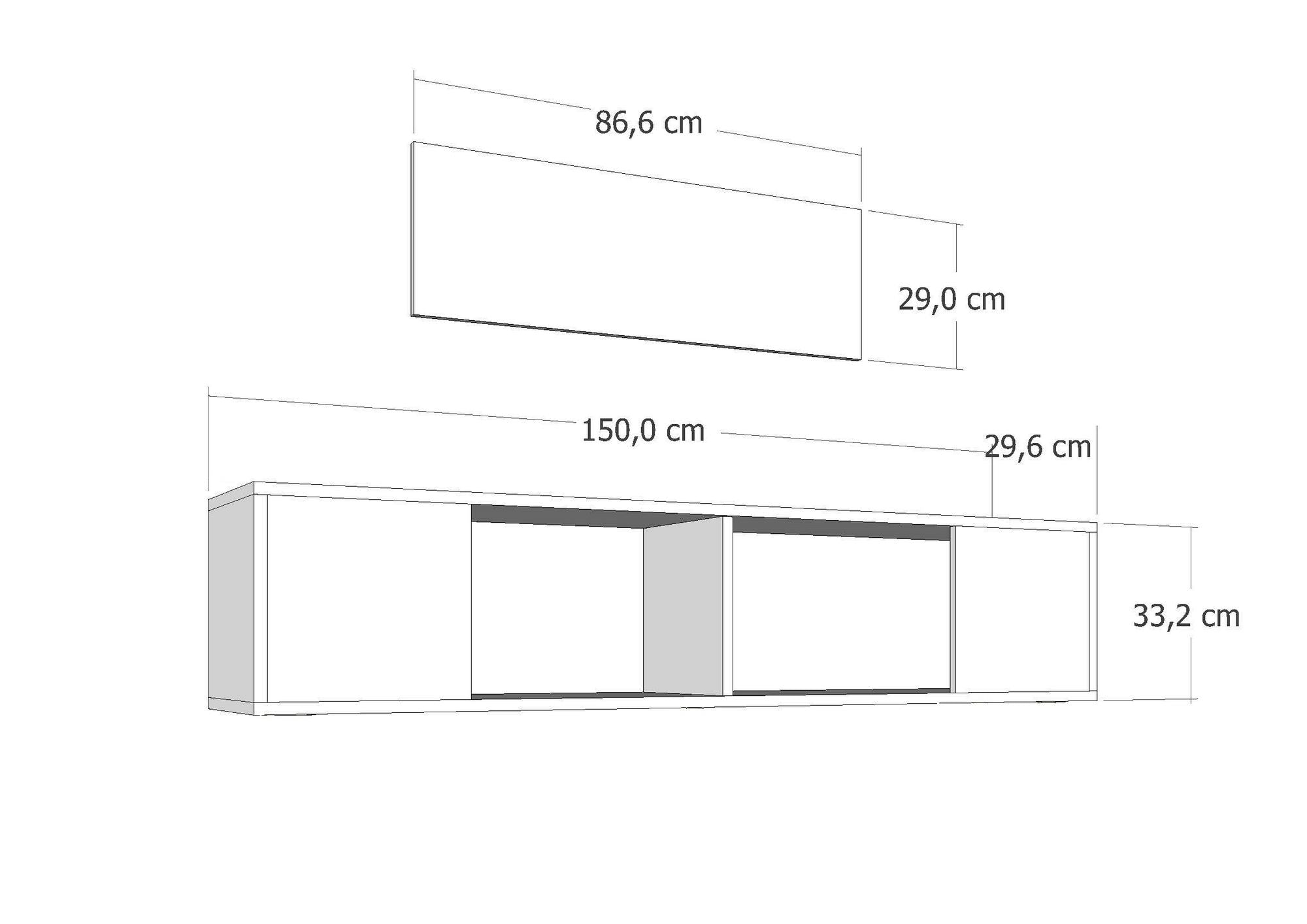Móvel de TV – 150 cm x 33,2 cm x 29,6 cm – Antracite – MDF