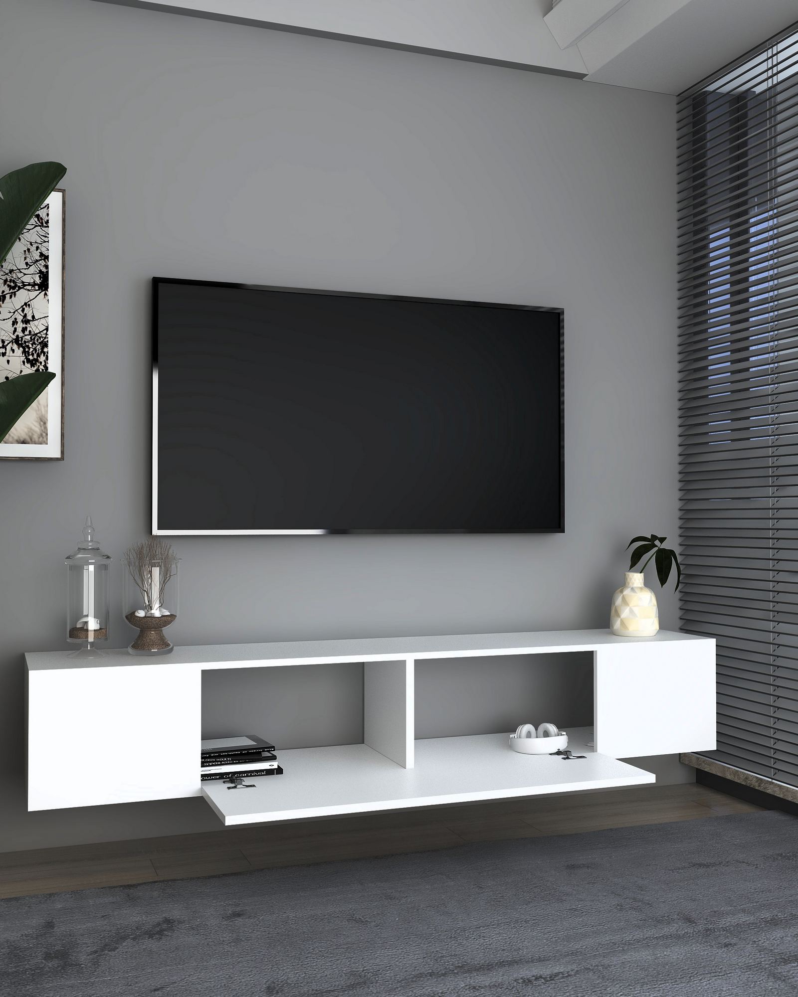 Móvel de TV – 150cm – Branco – MDF