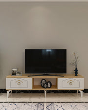 Móvel de TV – 150 cm – Carvalho Safira e Branco – MDF