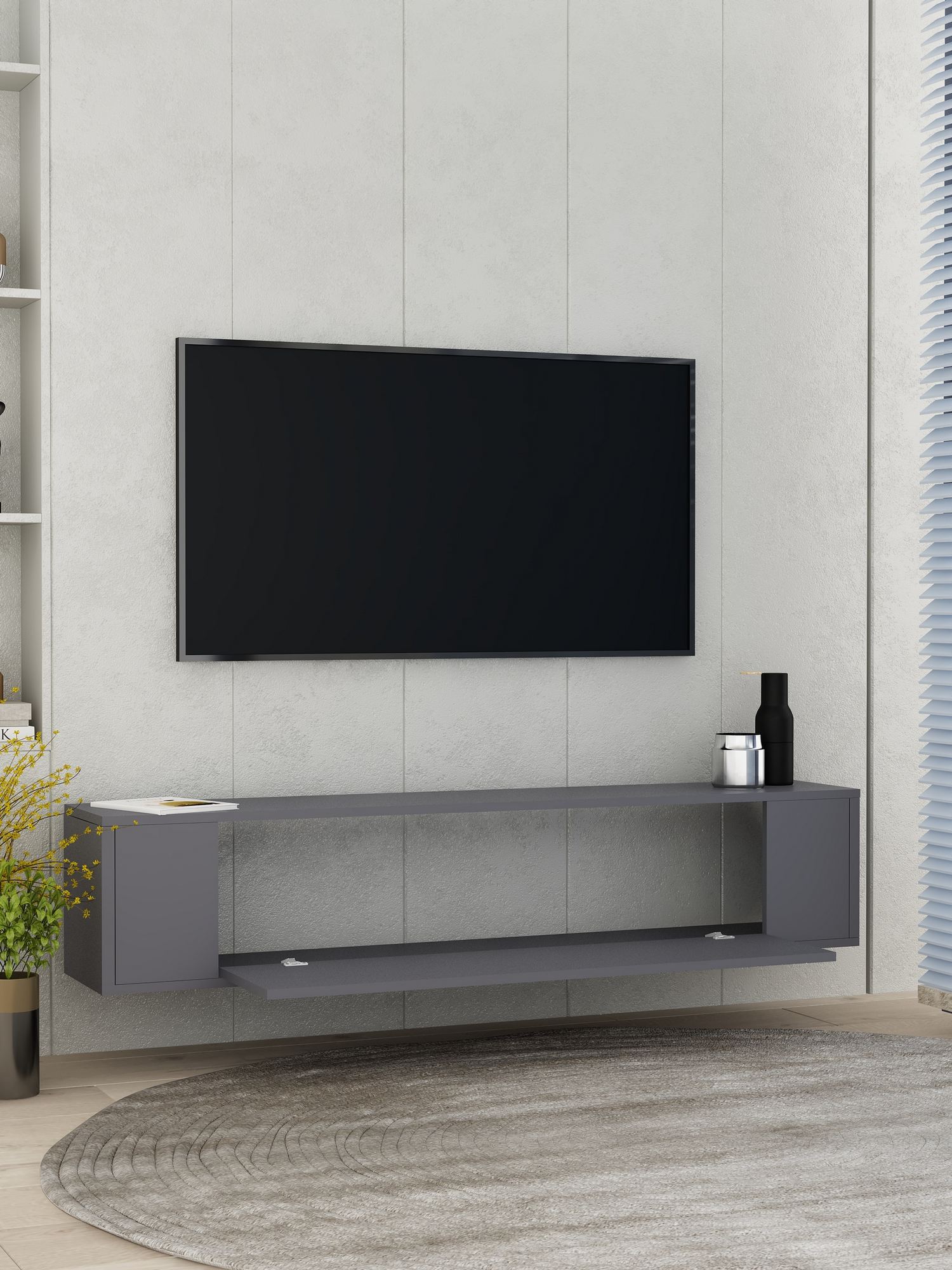 Móvel de TV – 120 cm x 33.2 cm x 26.4 cm – Antracite – Aglomerado