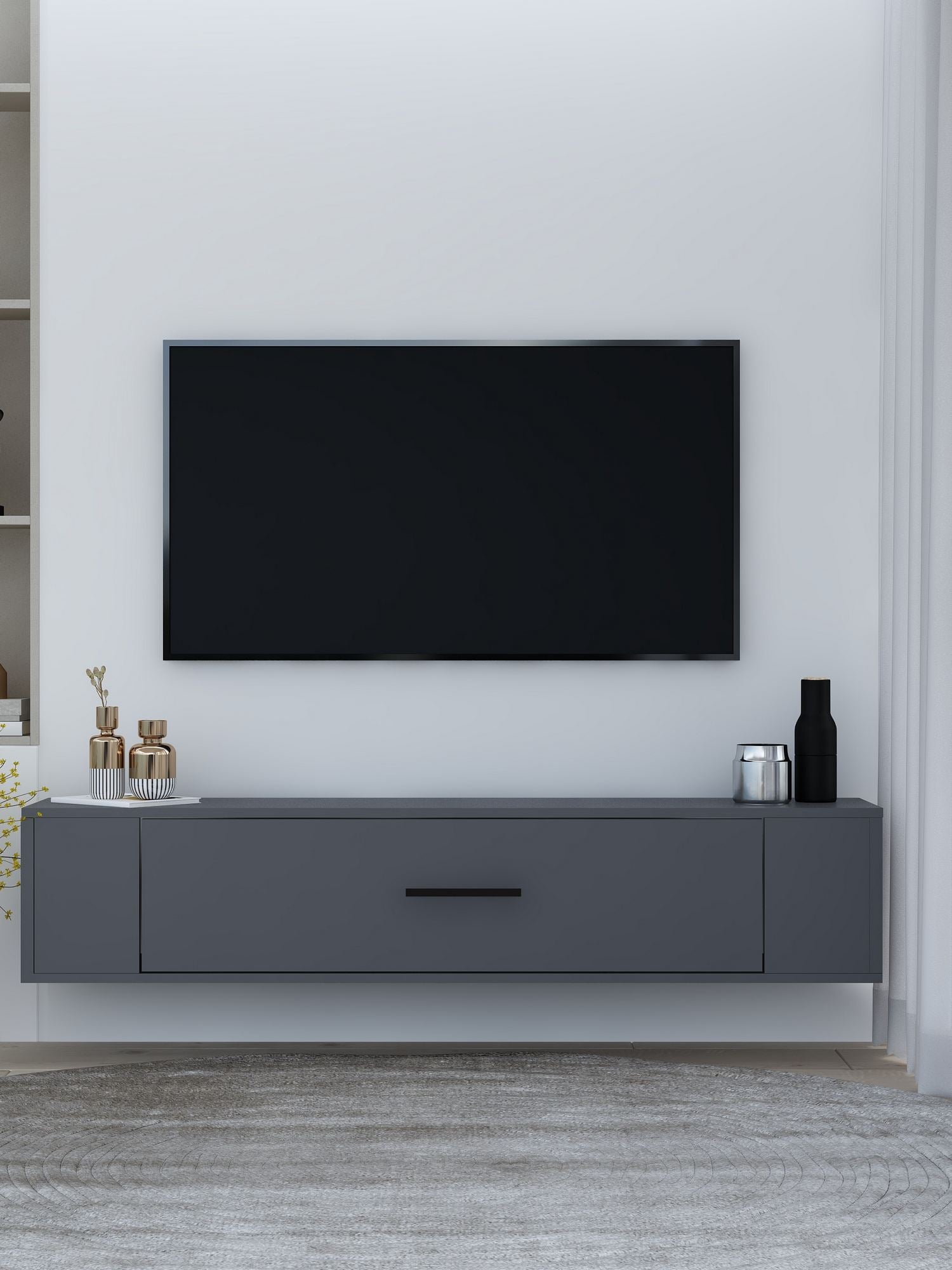 Móvel de TV – 120 cm x 33,2 cm x 26,4 cm – Antracite – Aglomerado
