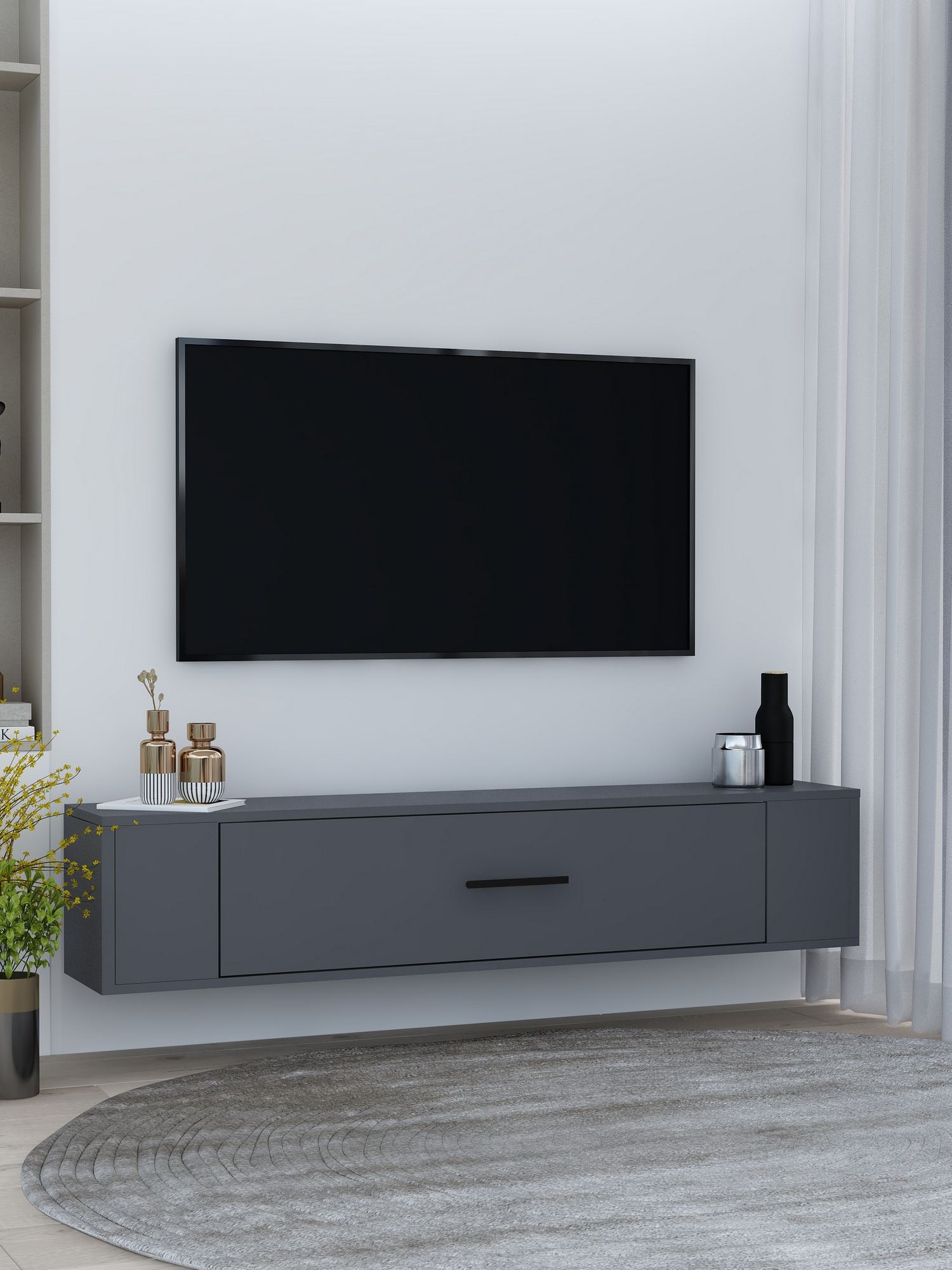 Móvel de TV – 120 cm x 33,2 cm x 26,4 cm – Antracite – Aglomerado