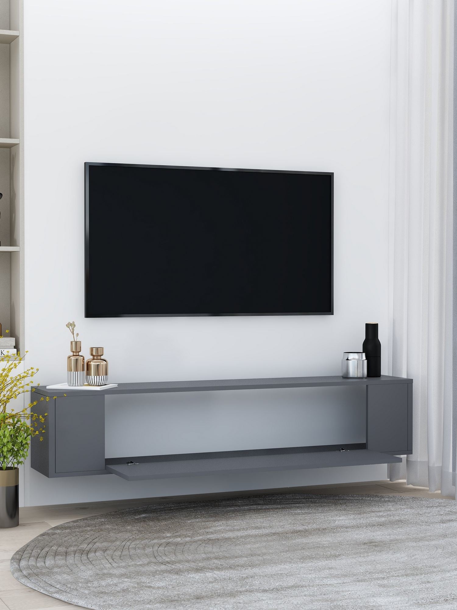 Móvel de TV – 120 cm x 33,2 cm x 26,4 cm – Antracite – Aglomerado