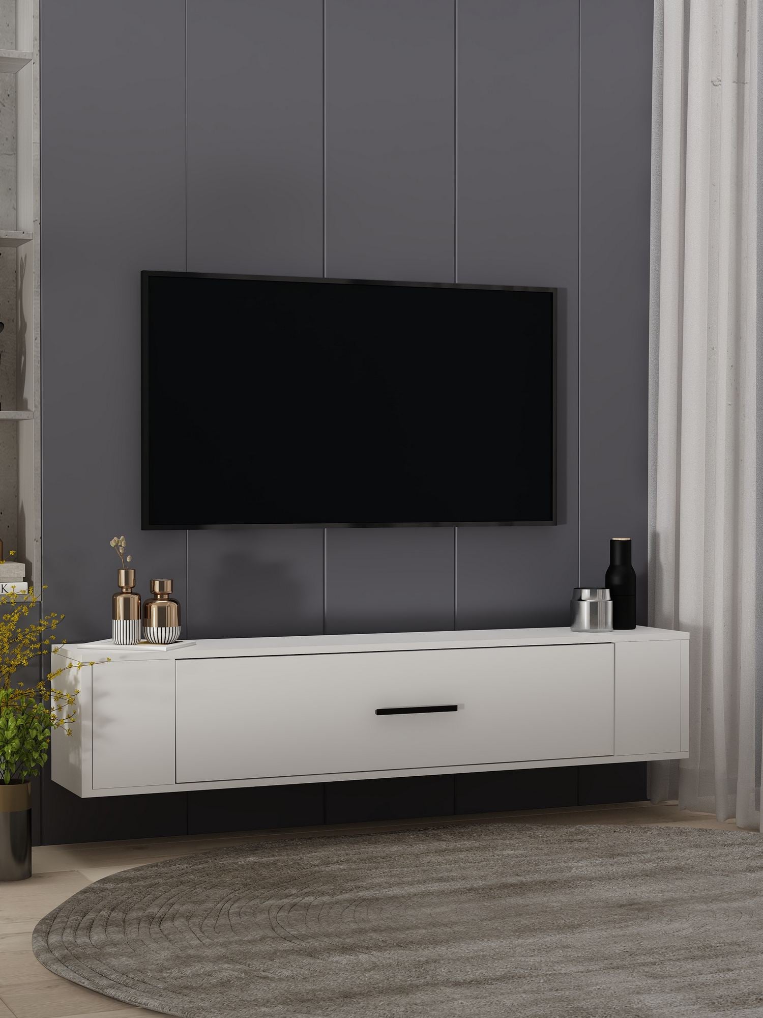 Móvel de TV – 120 cm x 33,2 cm x 26,4 cm – Branco – MDF