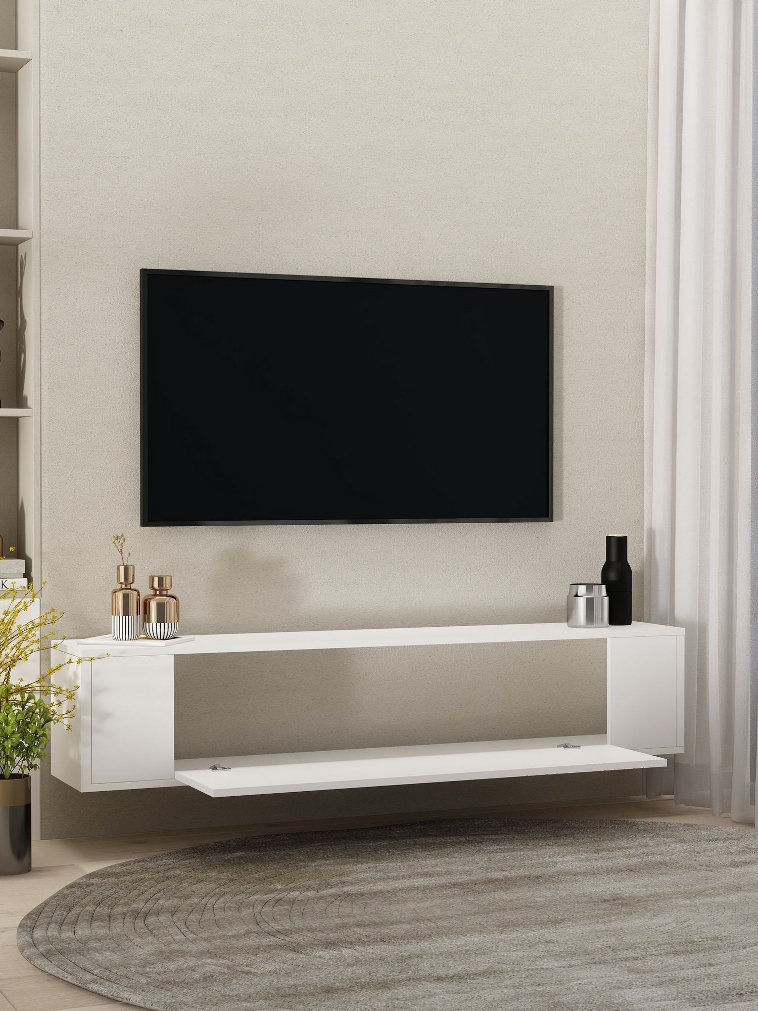 Móvel de TV – 120 cm x 33,2 cm x 26,4 cm – Branco – MDF