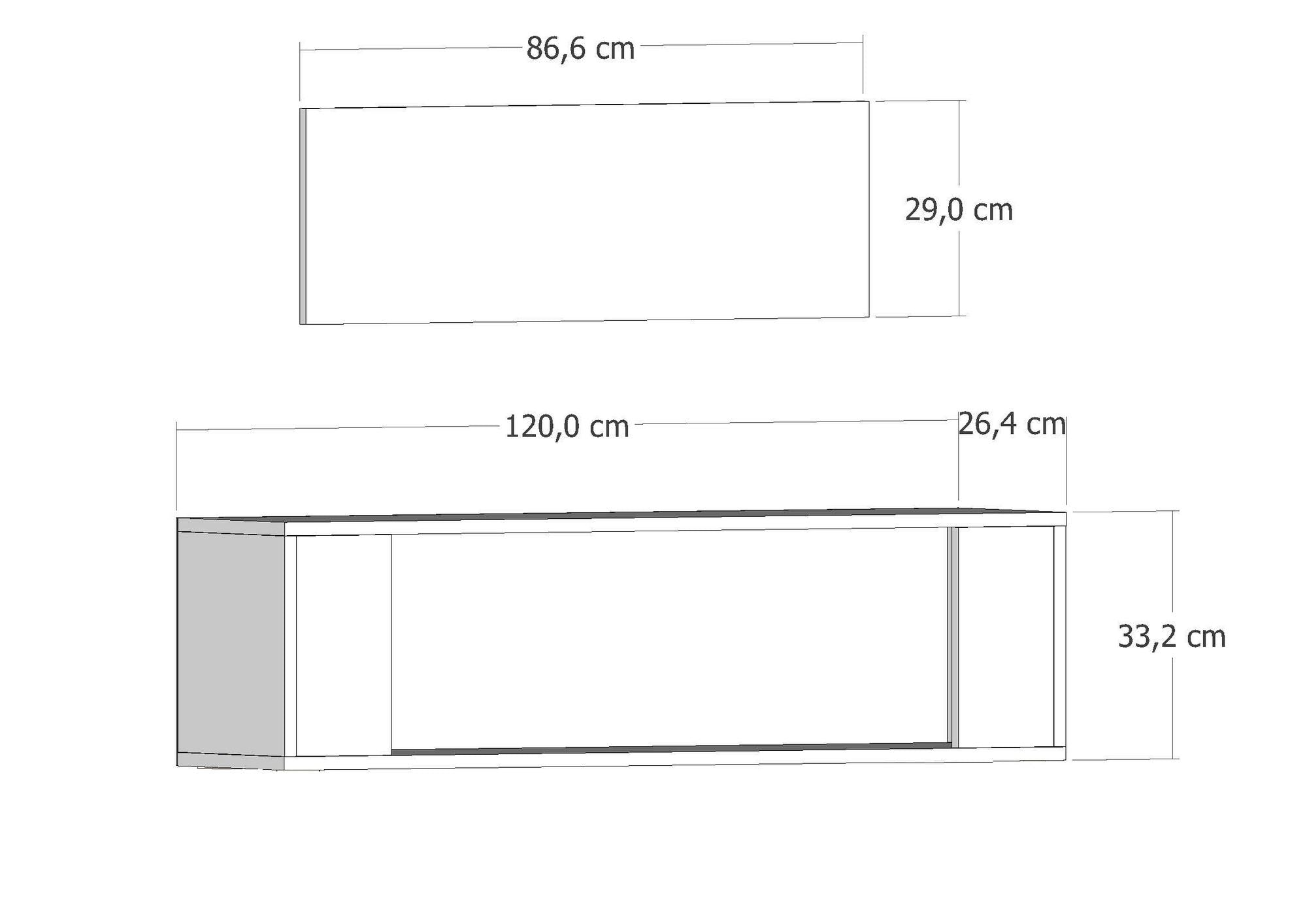Móvel de TV – 120 cm x 33,2 cm x 26,4 cm – Branco – MDF