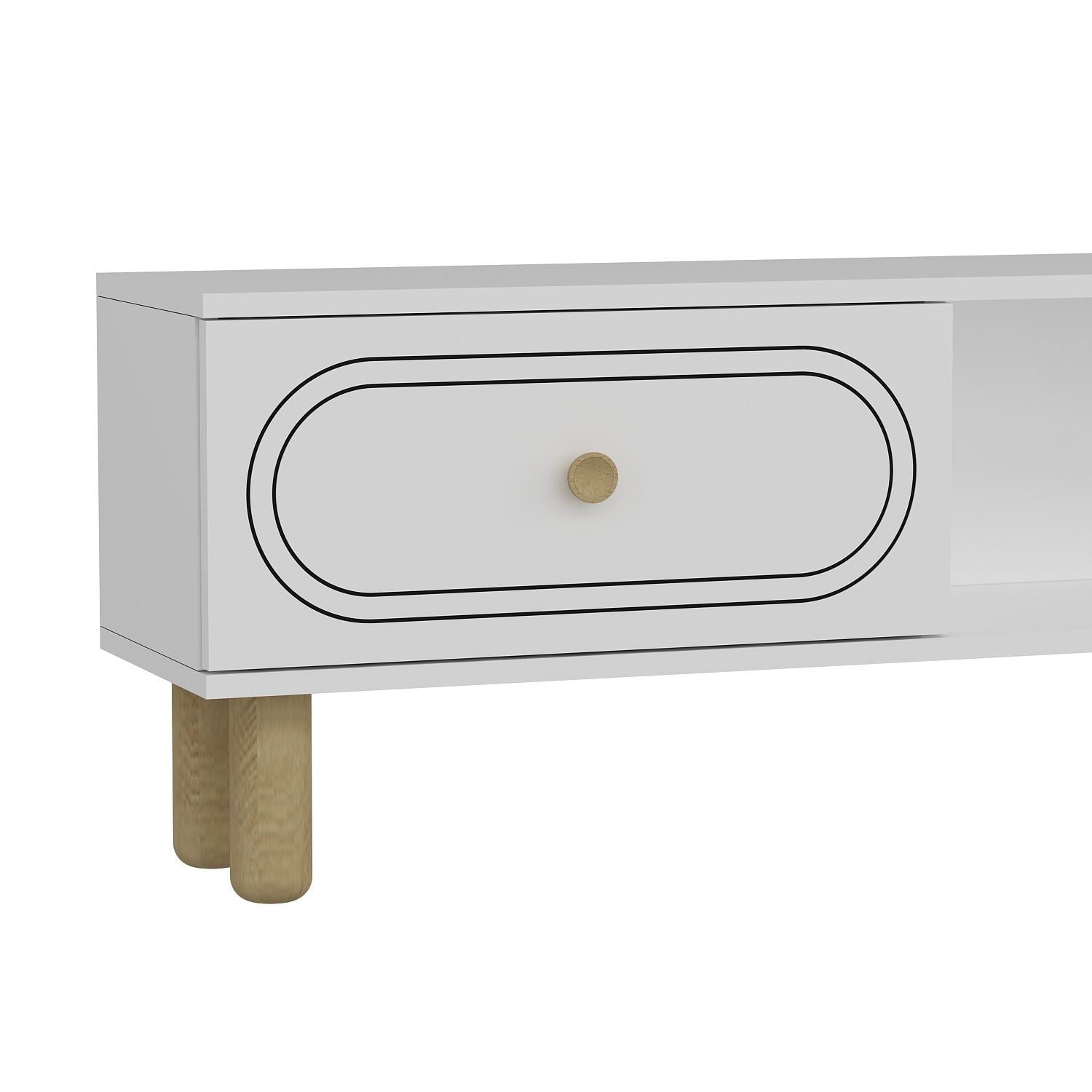 Móvel de TV – 150 cm x 40,6 cm – Branco – Aglomerado revestido de melamina