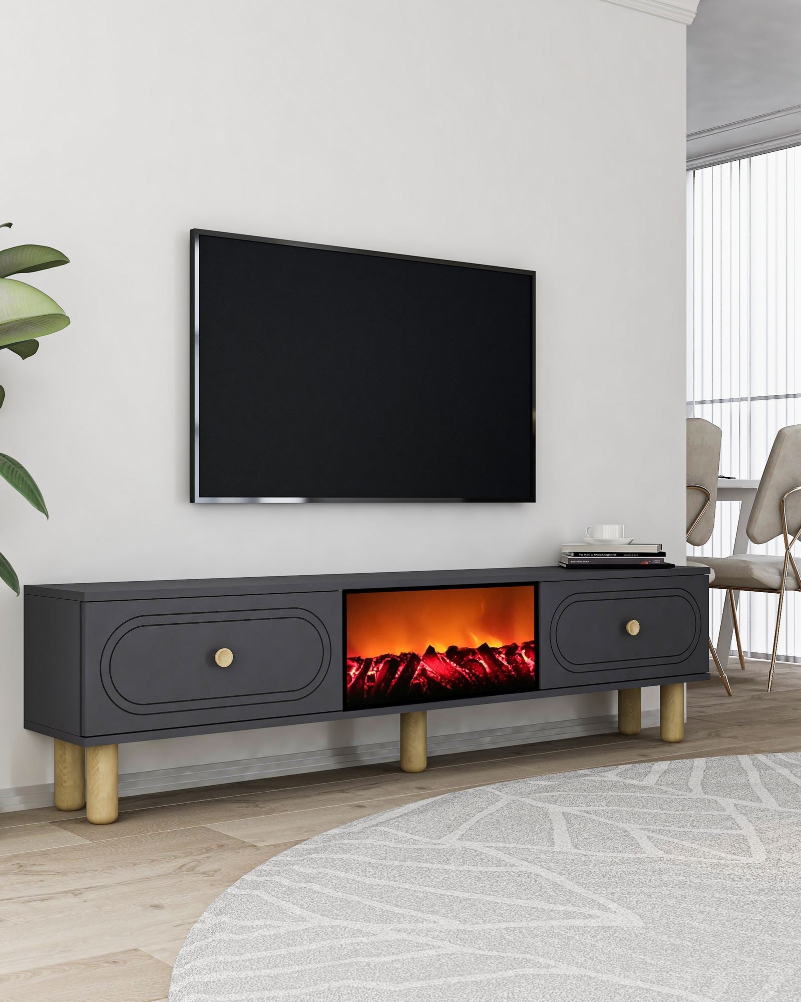 Móvel de TV – 150cm x 44.6cm x 29.6cm – Antracite – MDF