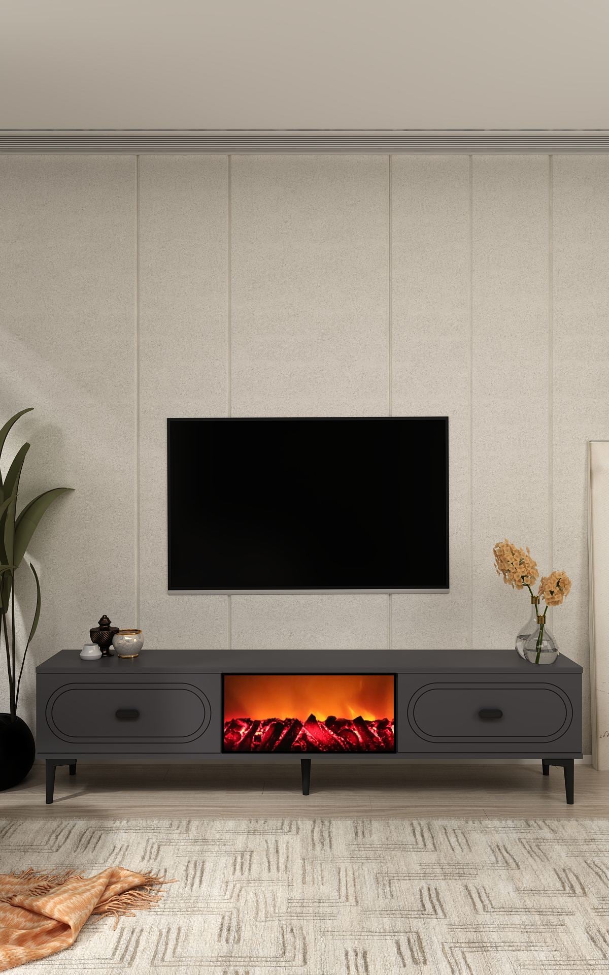 Móvel de TV – 150cm x 44,6cm x 29,6cm – Antracite – MDF revestido com melamina