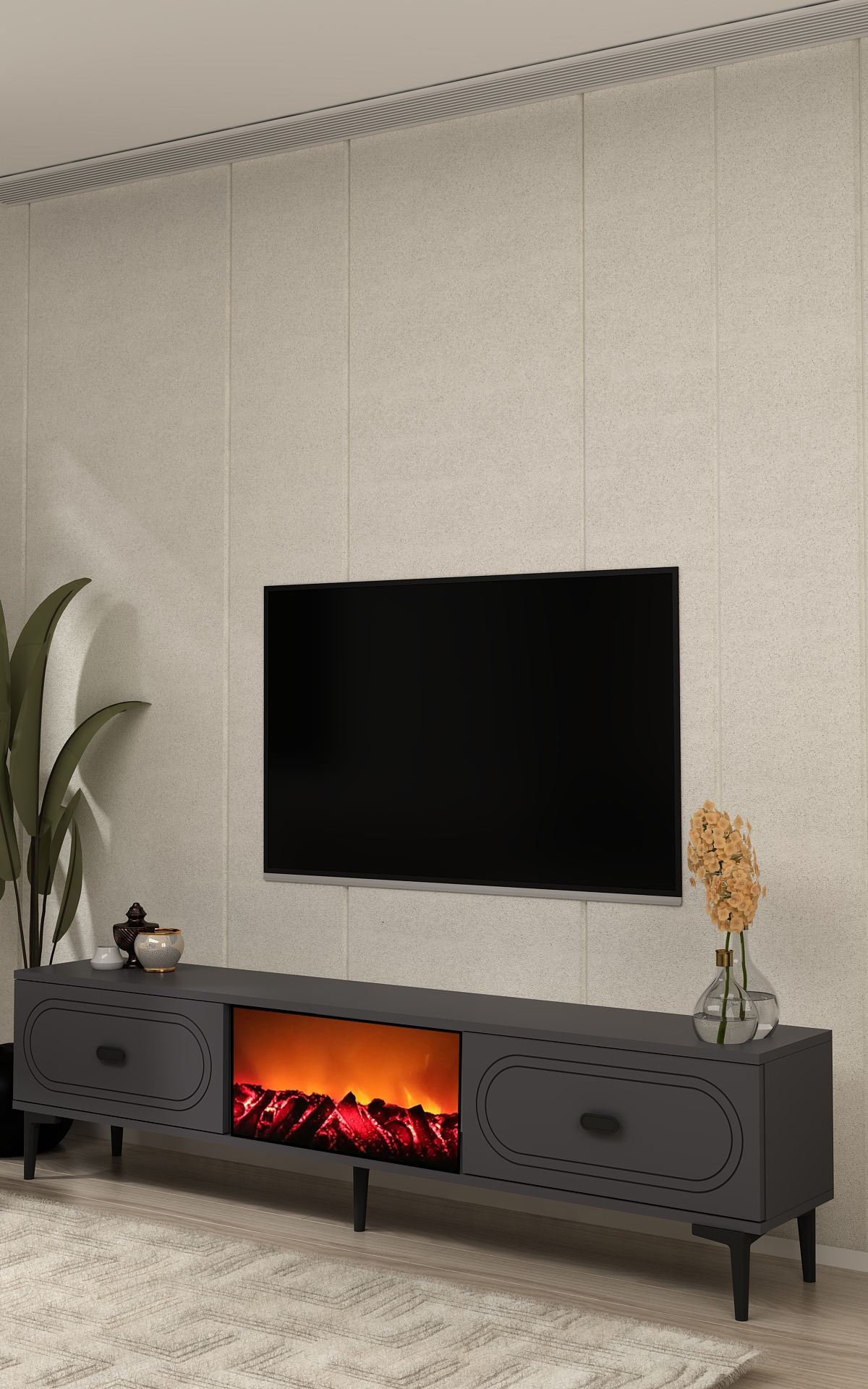 Móvel de TV – 150cm x 44,6cm x 29,6cm – Antracite – MDF revestido com melamina