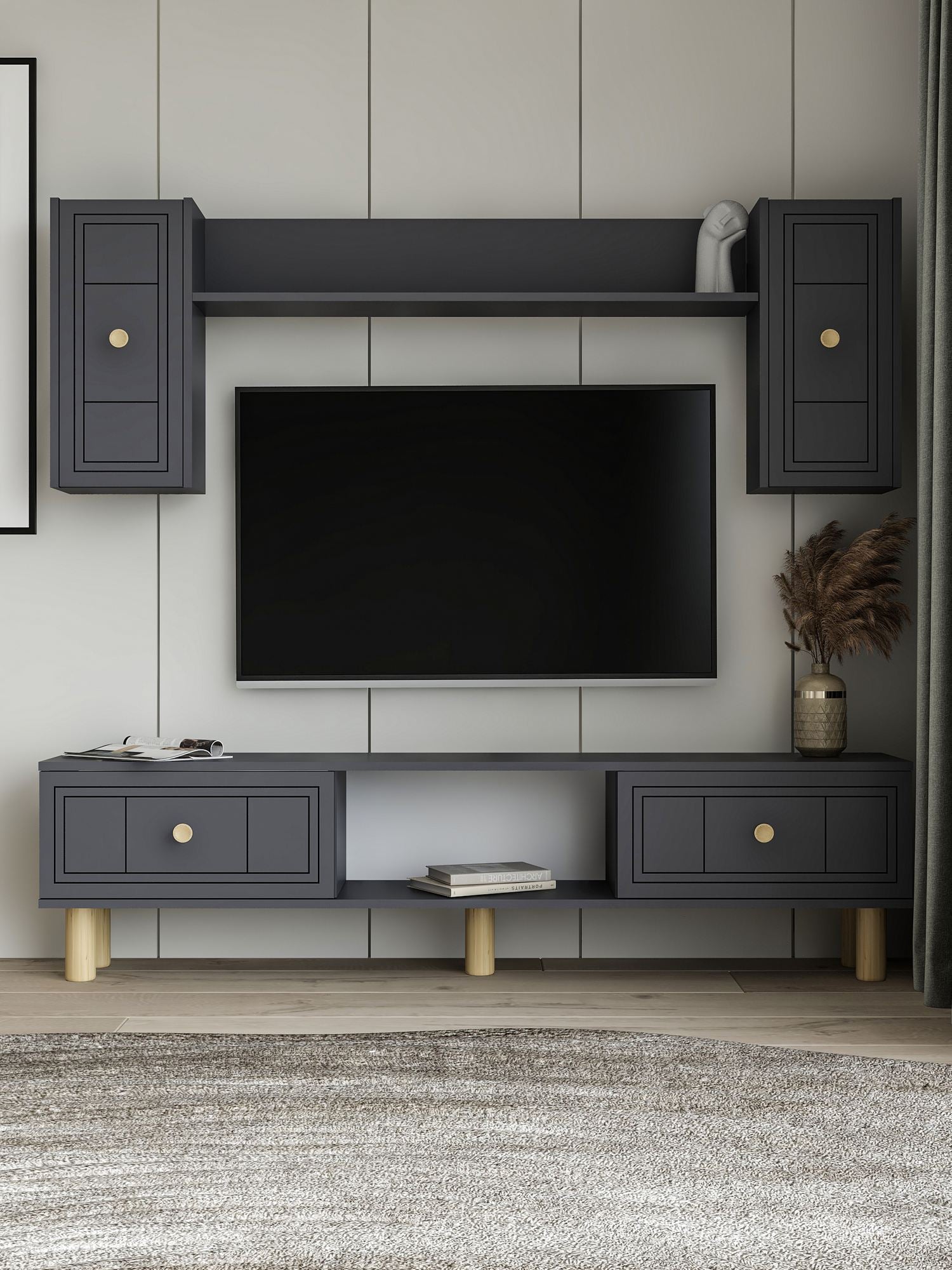 Móvel de TV – 150x44.6x29.6 cm – Antracite – Aglomerado revestido de melamina