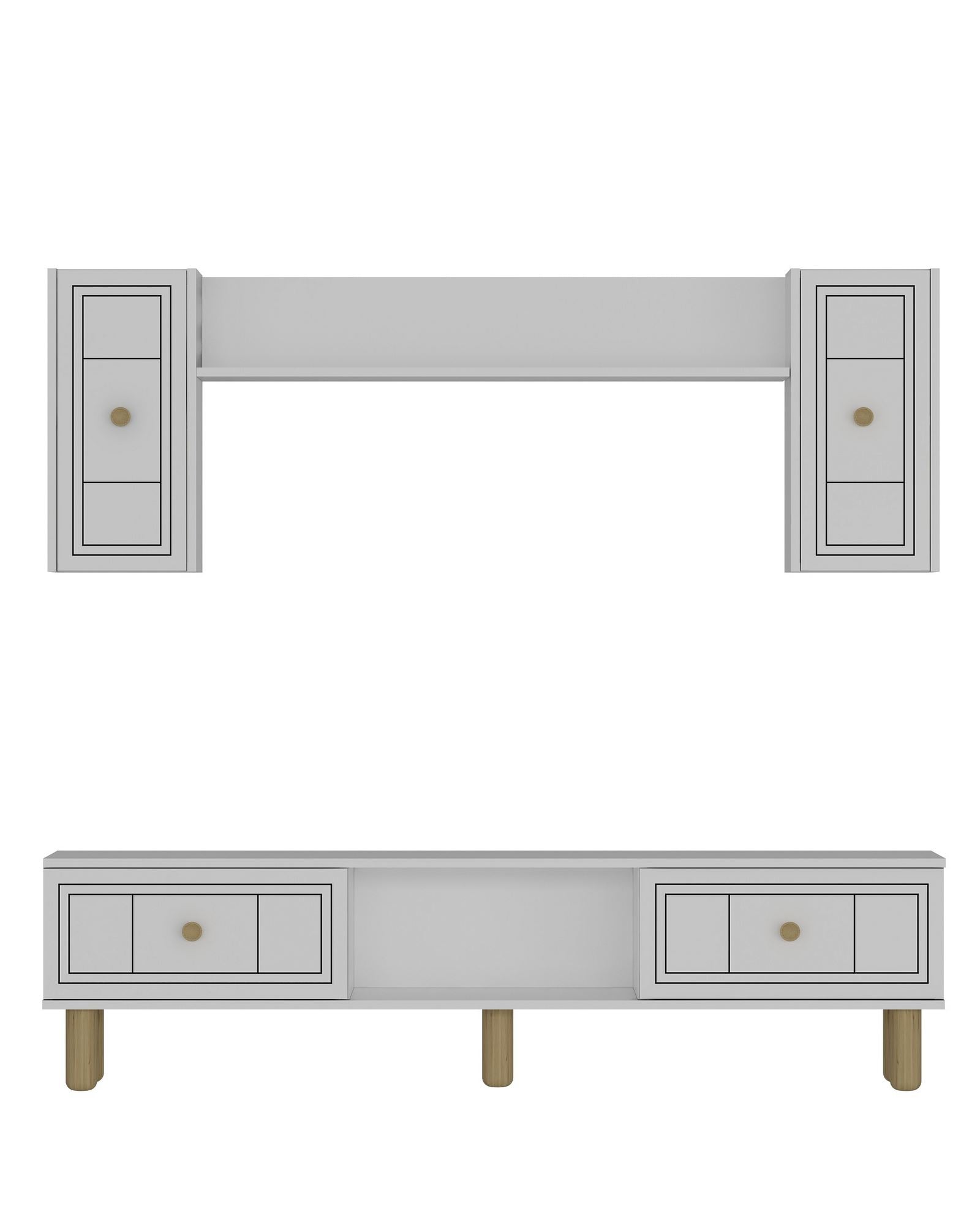 Estante para TV – 150cm x 44,6cm x 29,6cm – Branco – Melamina