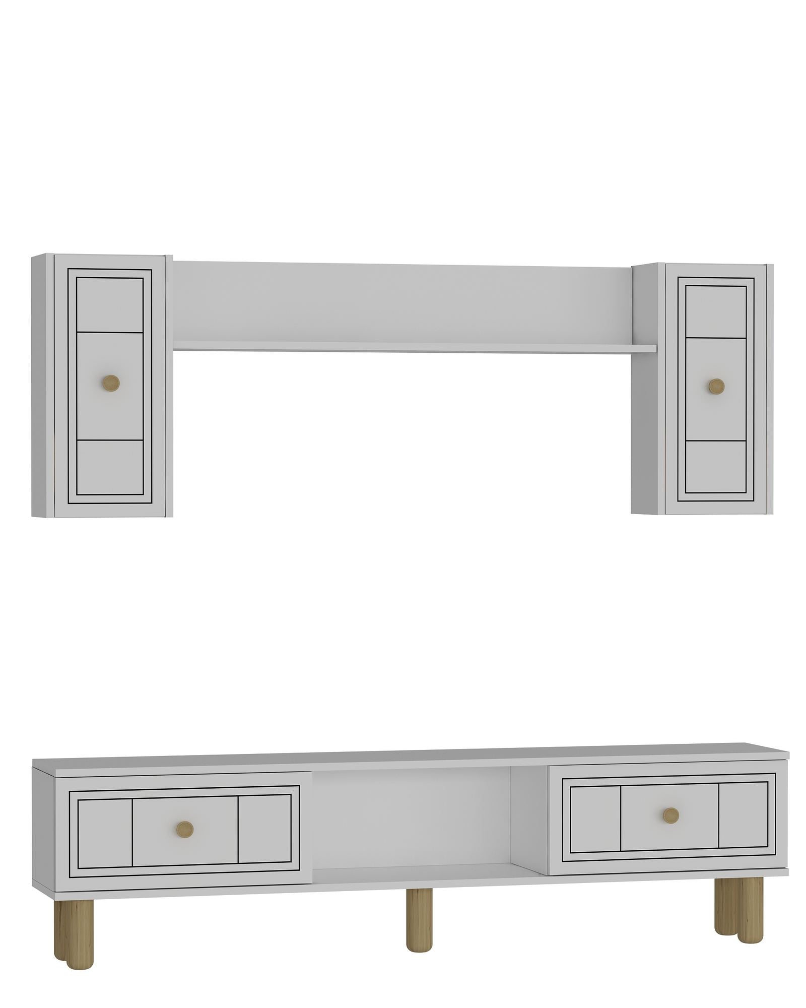 Estante para TV – 150cm x 44,6cm x 29,6cm – Branco – Melamina