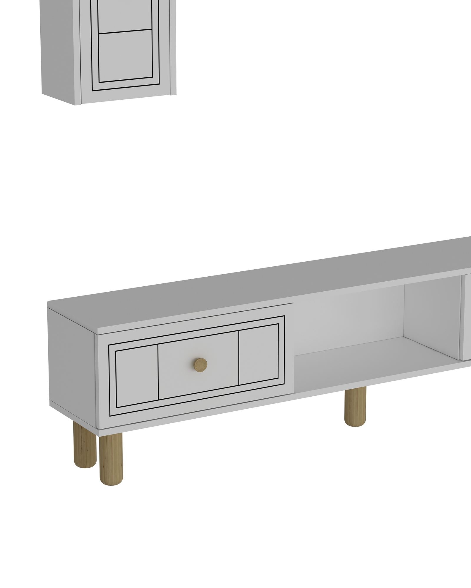 Estante para TV – 150cm x 44,6cm x 29,6cm – Branco – Melamina