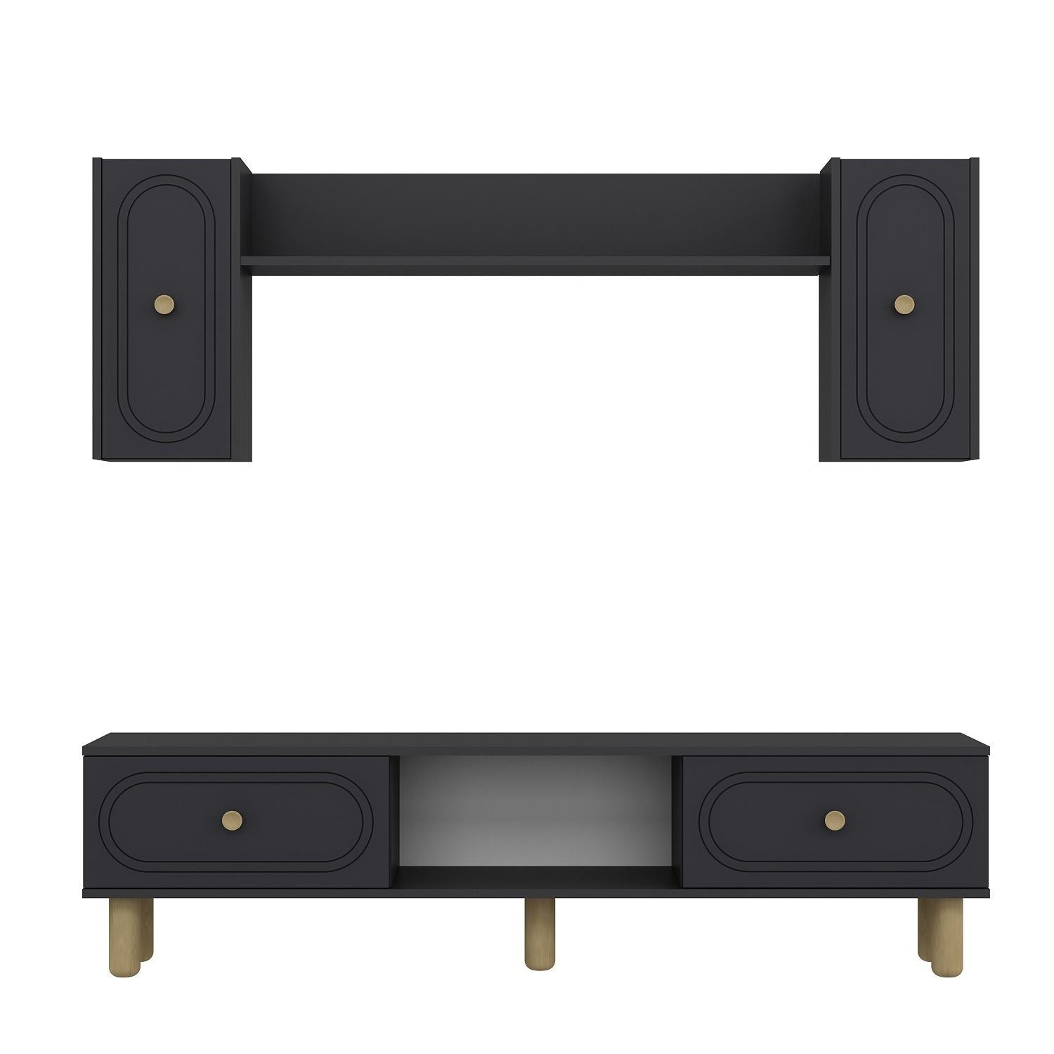 Móvel de TV – 150 cm x 44,6 cm x 29,6 cm – antracite – aglomerado revestido de melamina