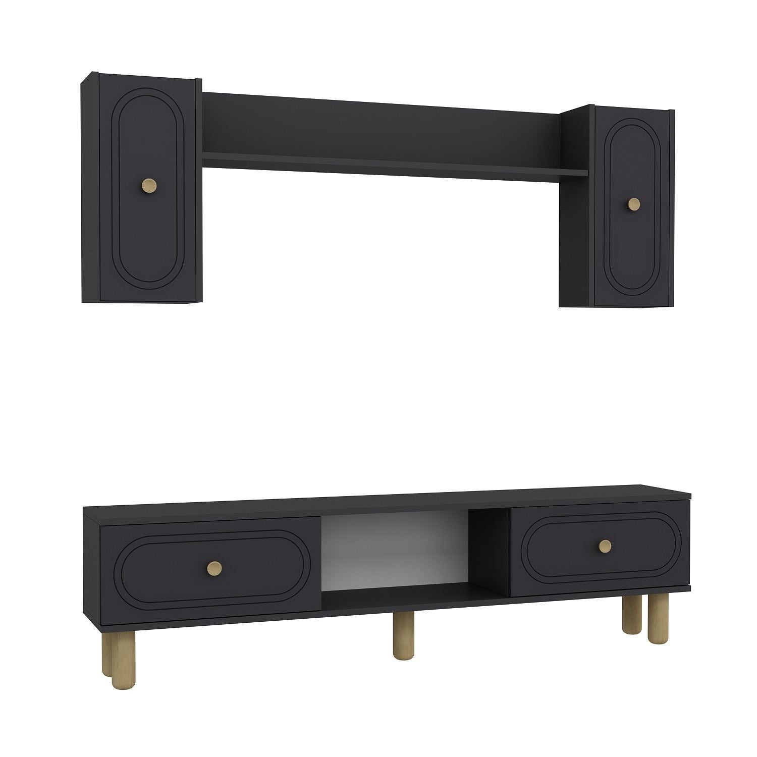 Móvel de TV – 150 cm x 44,6 cm x 29,6 cm – antracite – aglomerado revestido de melamina