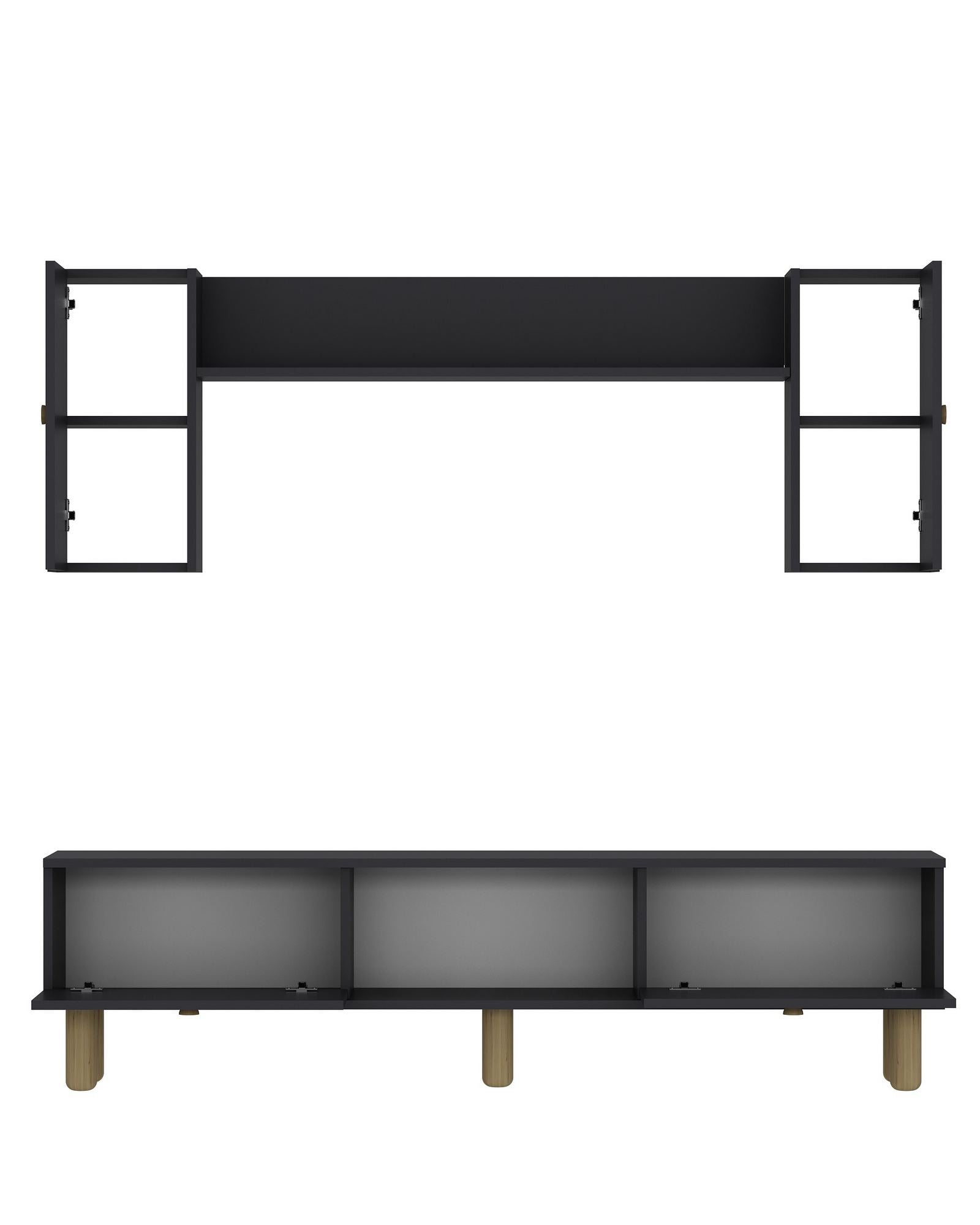 Móvel de TV – 150 cm x 44,6 cm x 29,6 cm – antracite – aglomerado revestido de melamina