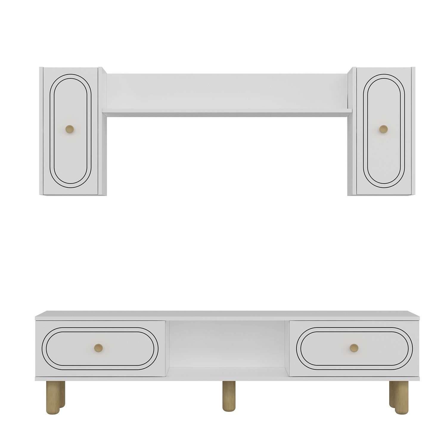 Estante para TV – 150cm x 44,6cm x 29,6cm – Branco – Painel de partículas com melamina