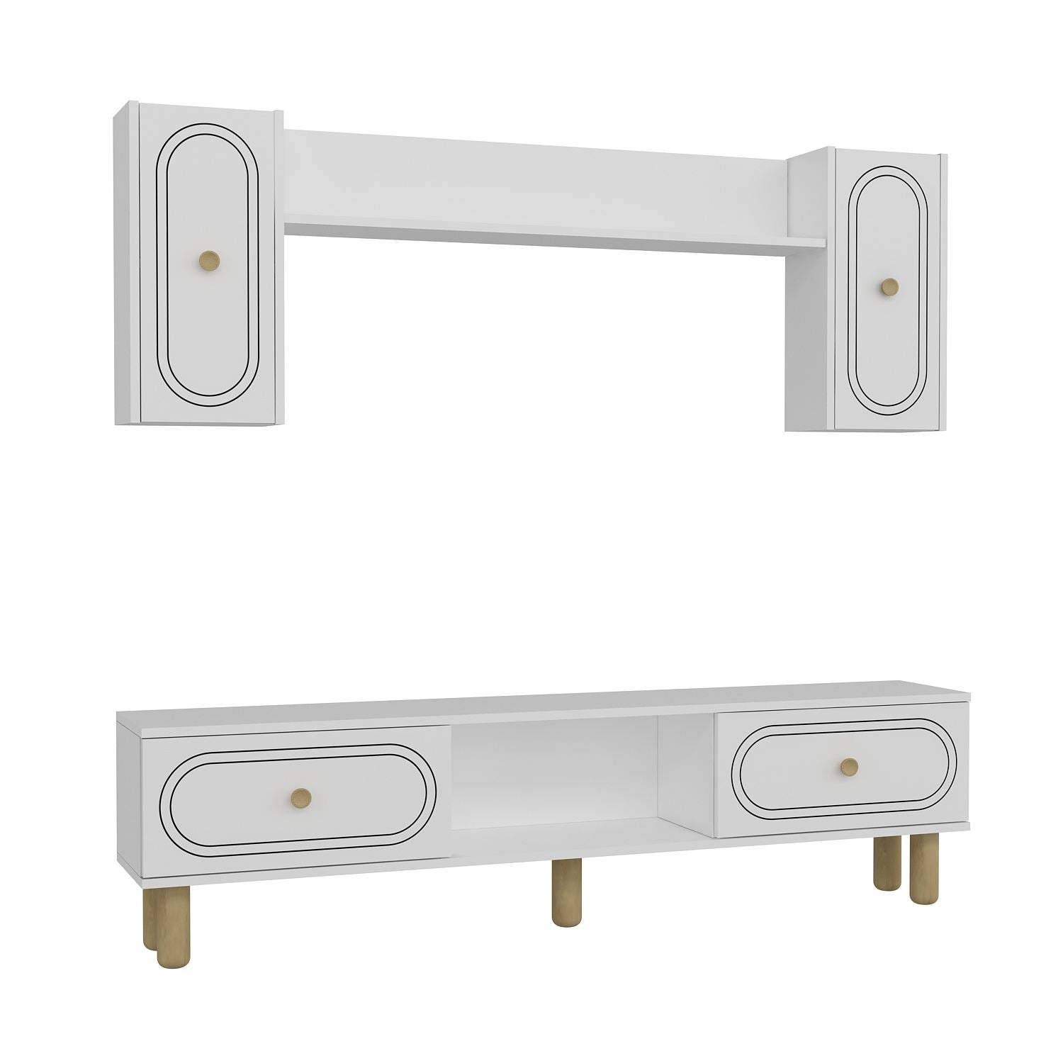 Estante para TV – 150cm x 44,6cm x 29,6cm – Branco – Painel de partículas com melamina