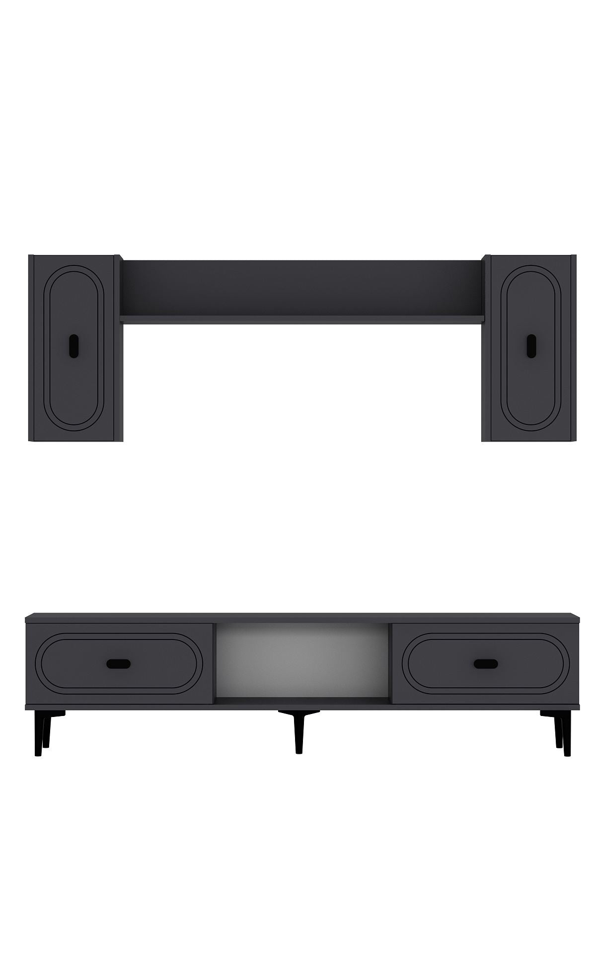 Móvel de TV – 150 cm x 44,6 cm x 29,6 cm – Antracite – Aglomerado revestido de melamina