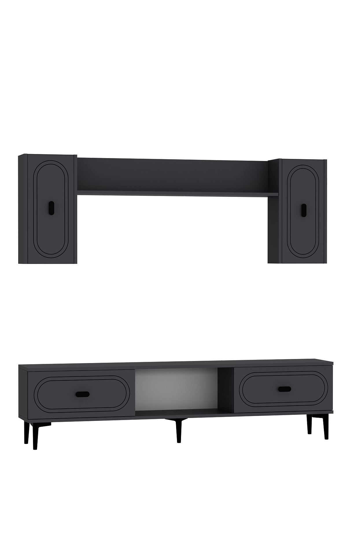 Móvel de TV – 150 cm x 44,6 cm x 29,6 cm – Antracite – Aglomerado revestido de melamina