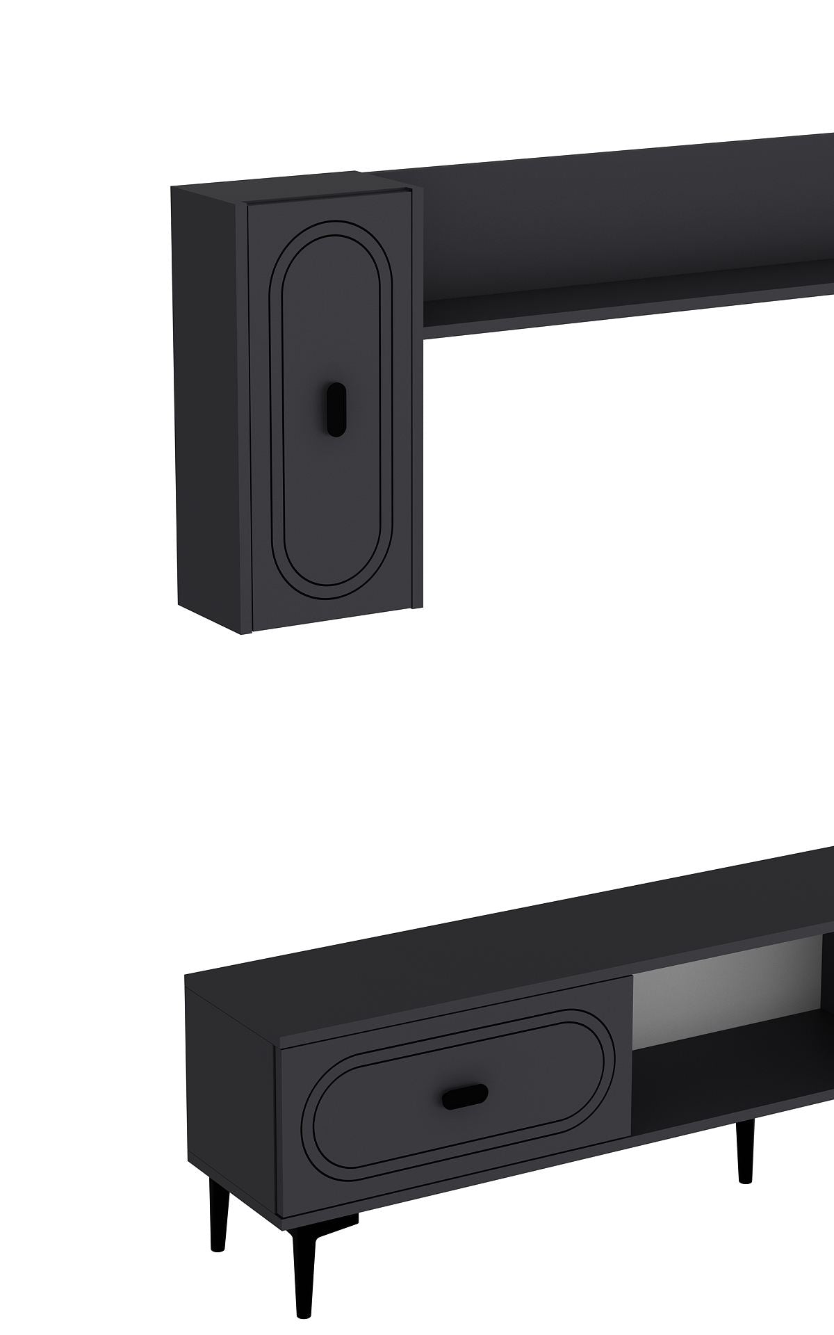 Móvel de TV – 150 cm x 44,6 cm x 29,6 cm – Antracite – Aglomerado revestido de melamina