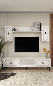 Estante para TV – 150cm x 44,6cm x 29,6cm – Branco – Painel de partículas com melamina