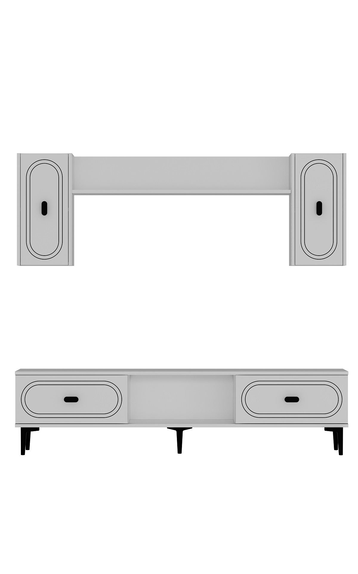 Estante para TV – 150cm x 44,6cm x 29,6cm – Branco – Painel de partículas com melamina