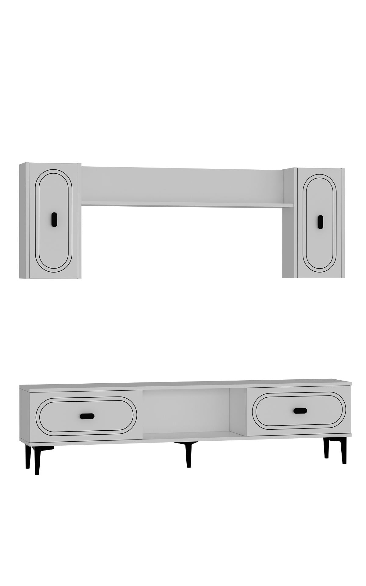 Estante para TV – 150cm x 44,6cm x 29,6cm – Branco – Painel de partículas com melamina