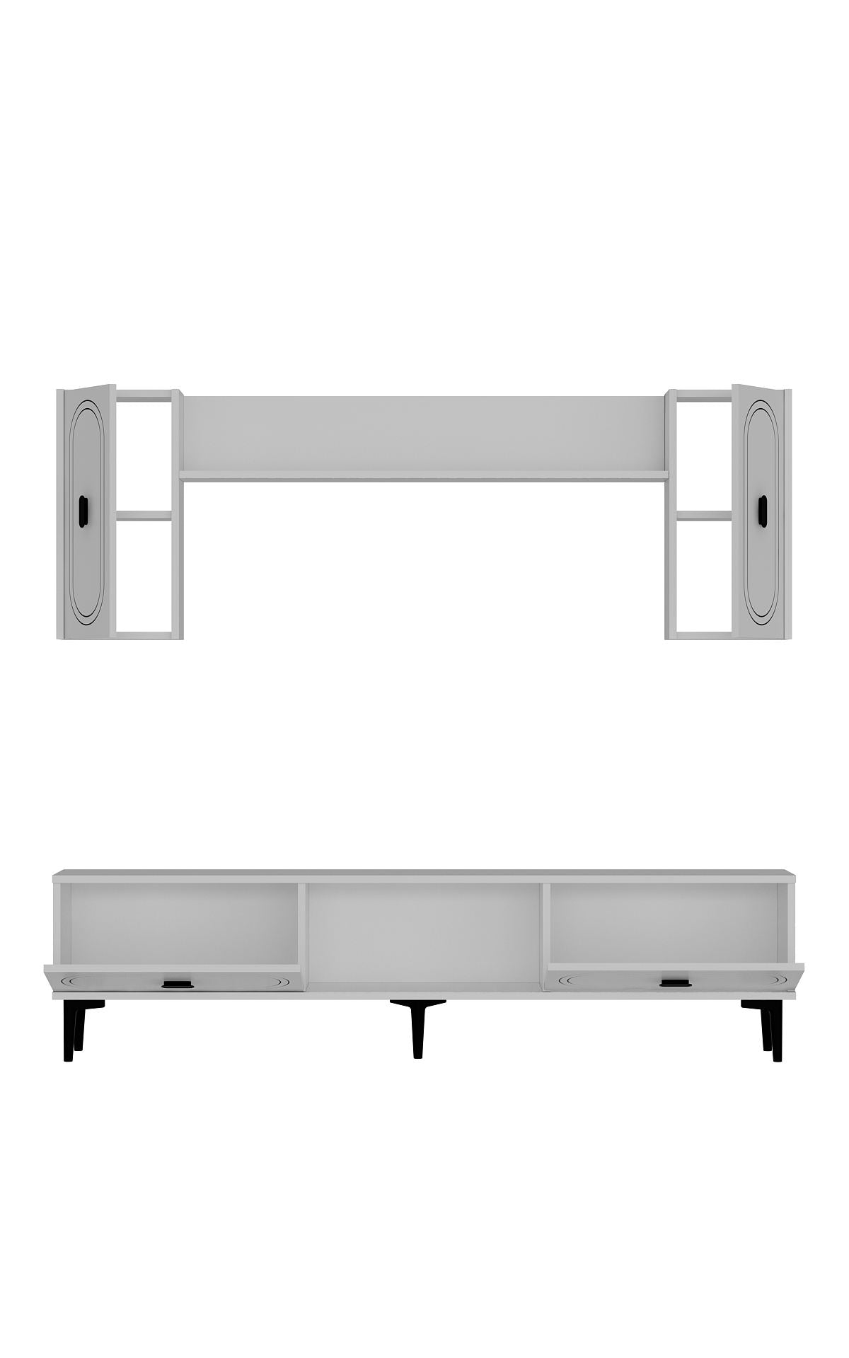 Estante para TV – 150cm x 44,6cm x 29,6cm – Branco – Painel de partículas com melamina