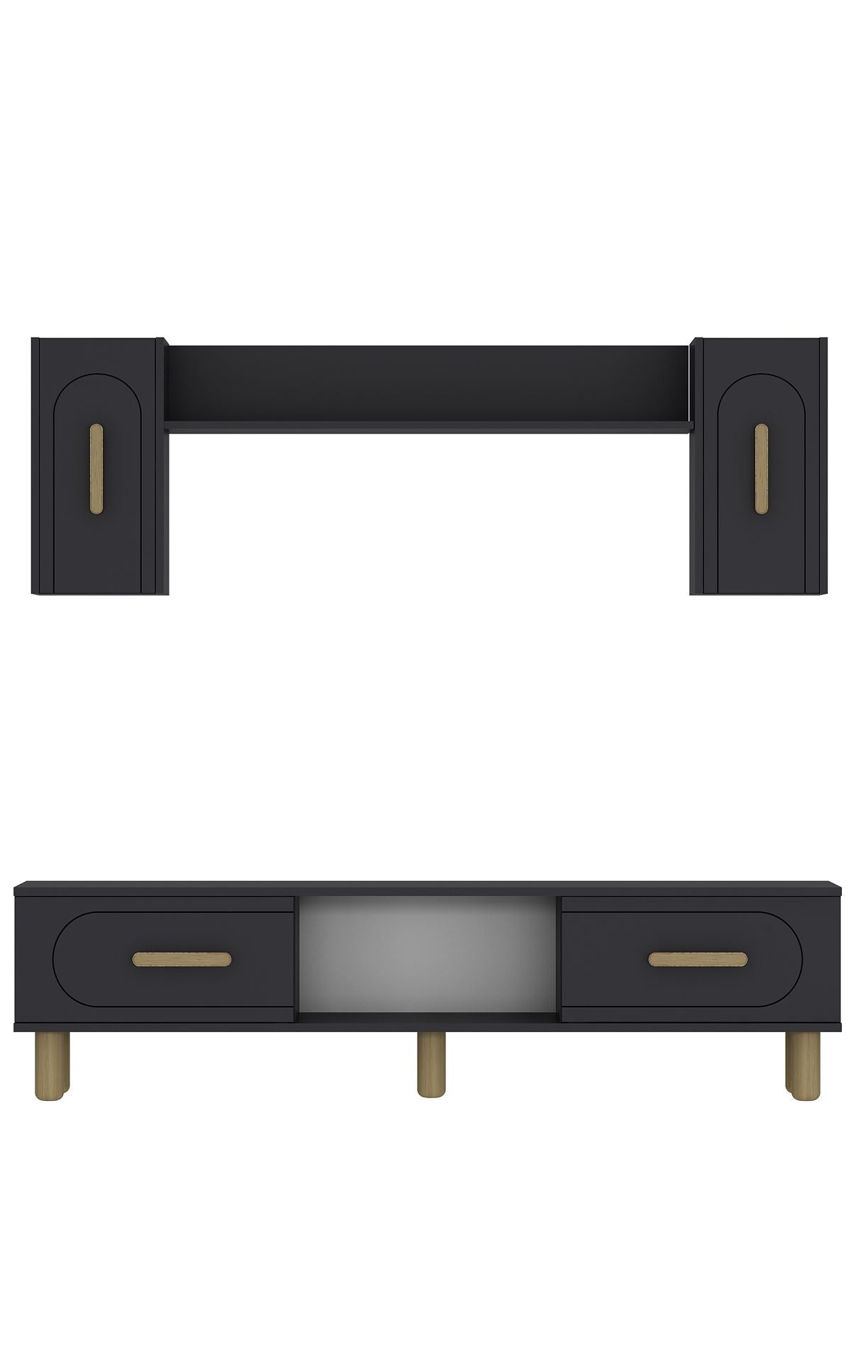 Estante para TV – 150 cm x 44,6 cm x 29,6 cm – Antracite e Carvalho Safira – Melamina