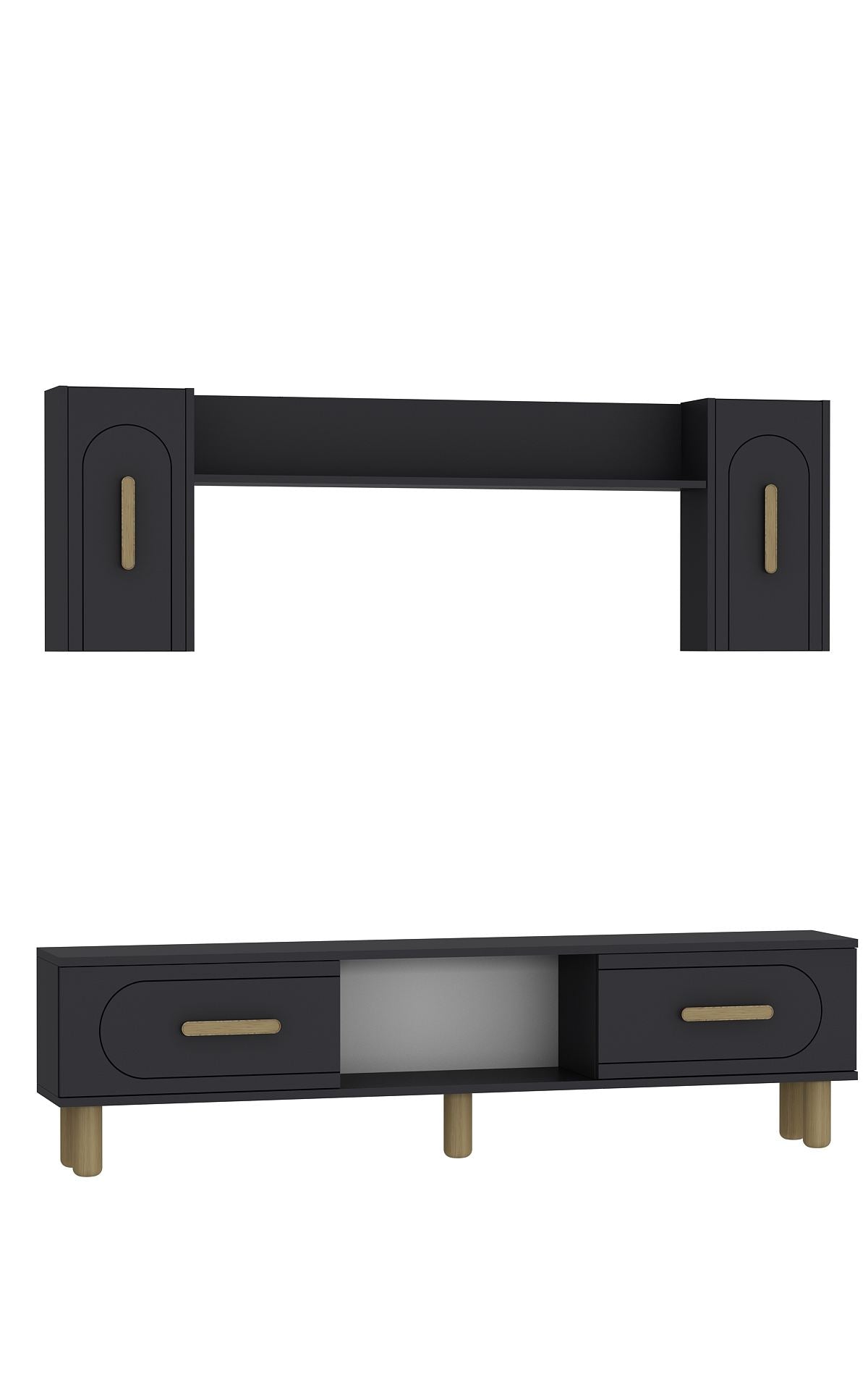 Estante para TV – 150 cm x 44,6 cm x 29,6 cm – Antracite e Carvalho Safira – Melamina