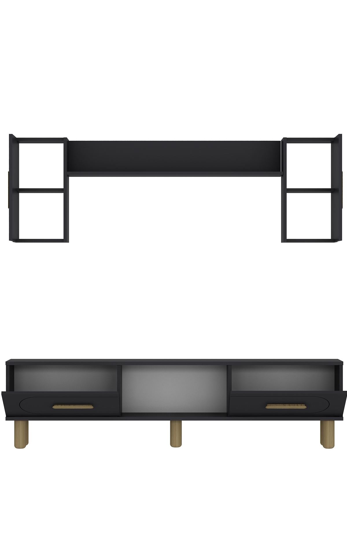 Estante para TV – 150 cm x 44,6 cm x 29,6 cm – Antracite e Carvalho Safira – Melamina