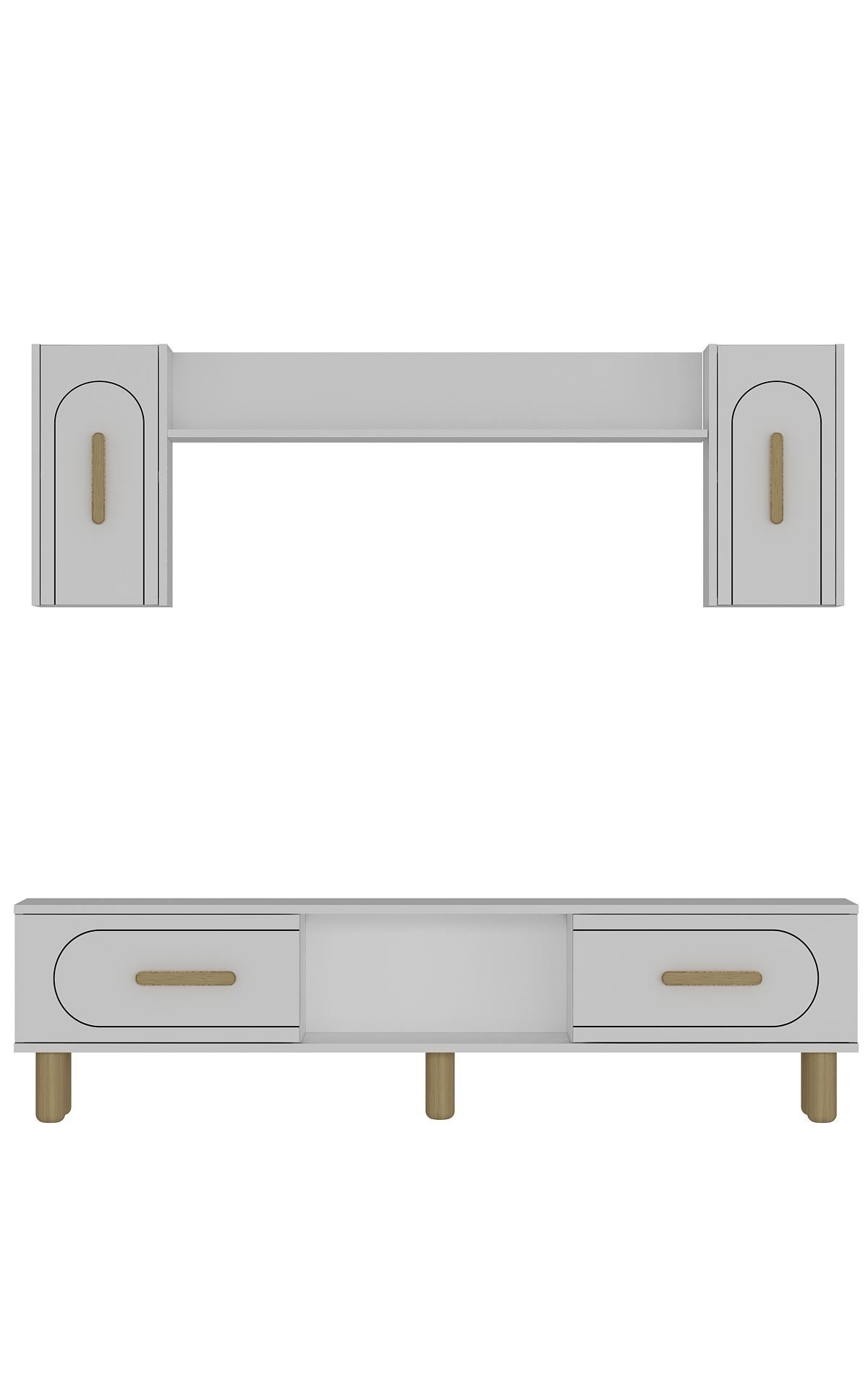 Estante para TV – 150 cm x 44,6 cm x 29,6 cm – Branco e Carvalho Safira – MDF