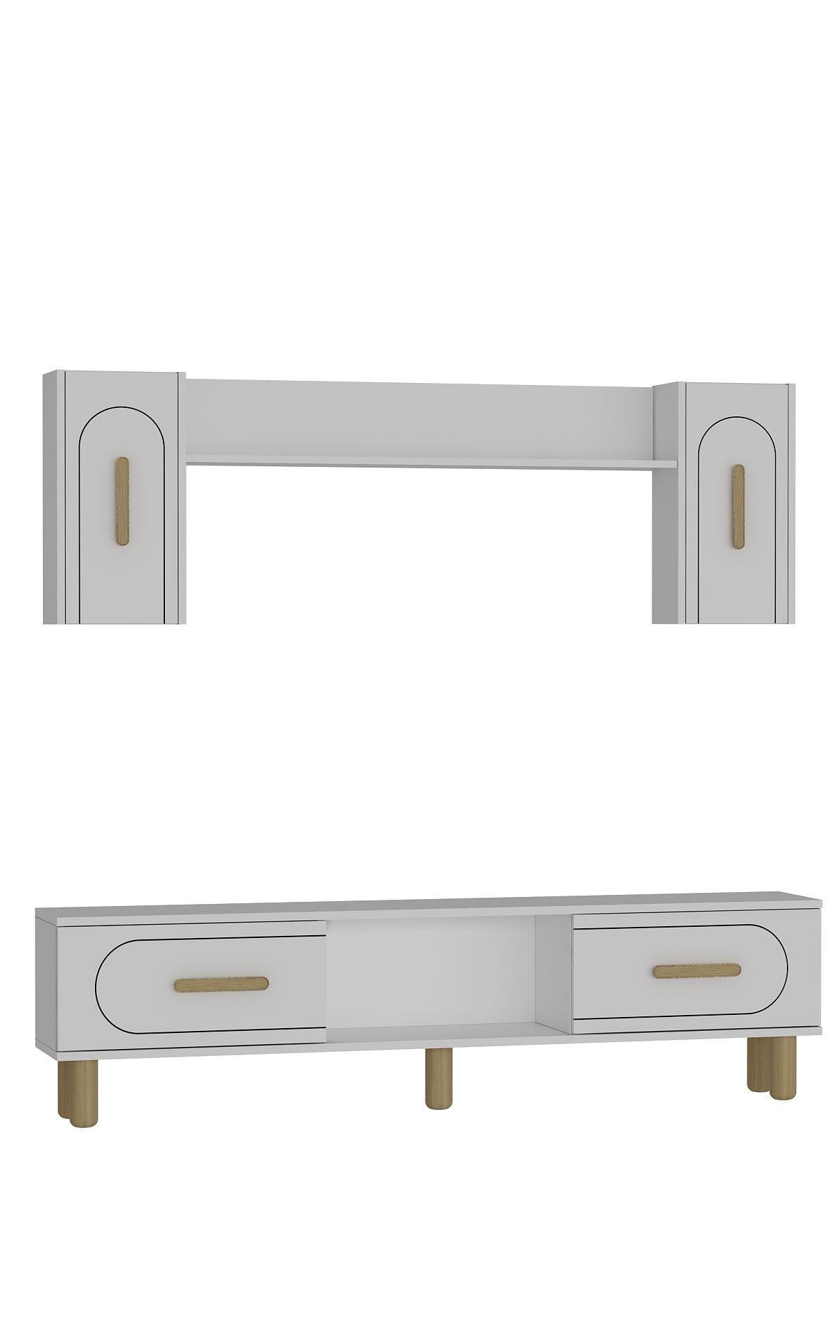 Estante para TV – 150 cm x 44,6 cm x 29,6 cm – Branco e Carvalho Safira – MDF