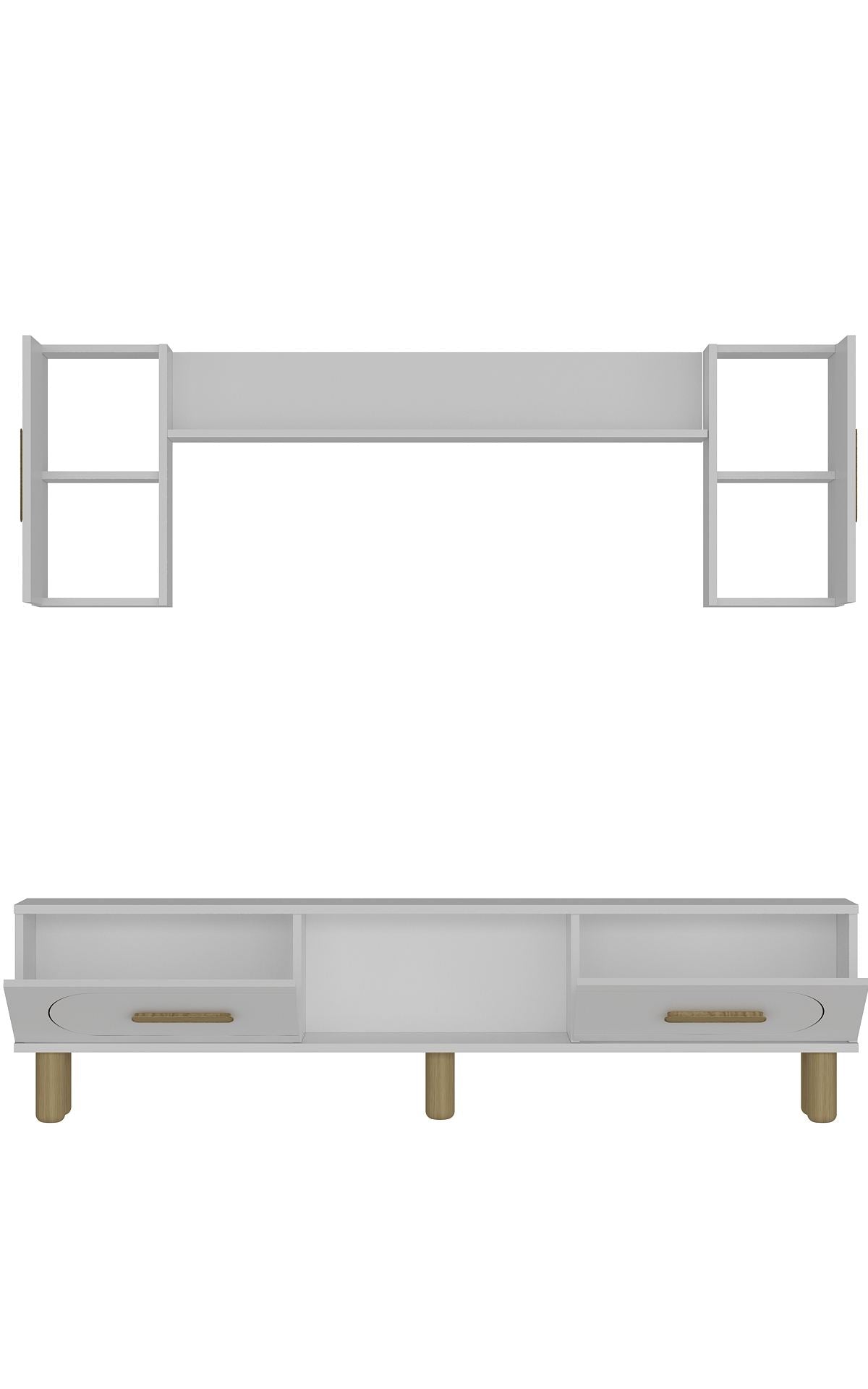 Estante para TV – 150 cm x 44,6 cm x 29,6 cm – Branco e Carvalho Safira – MDF