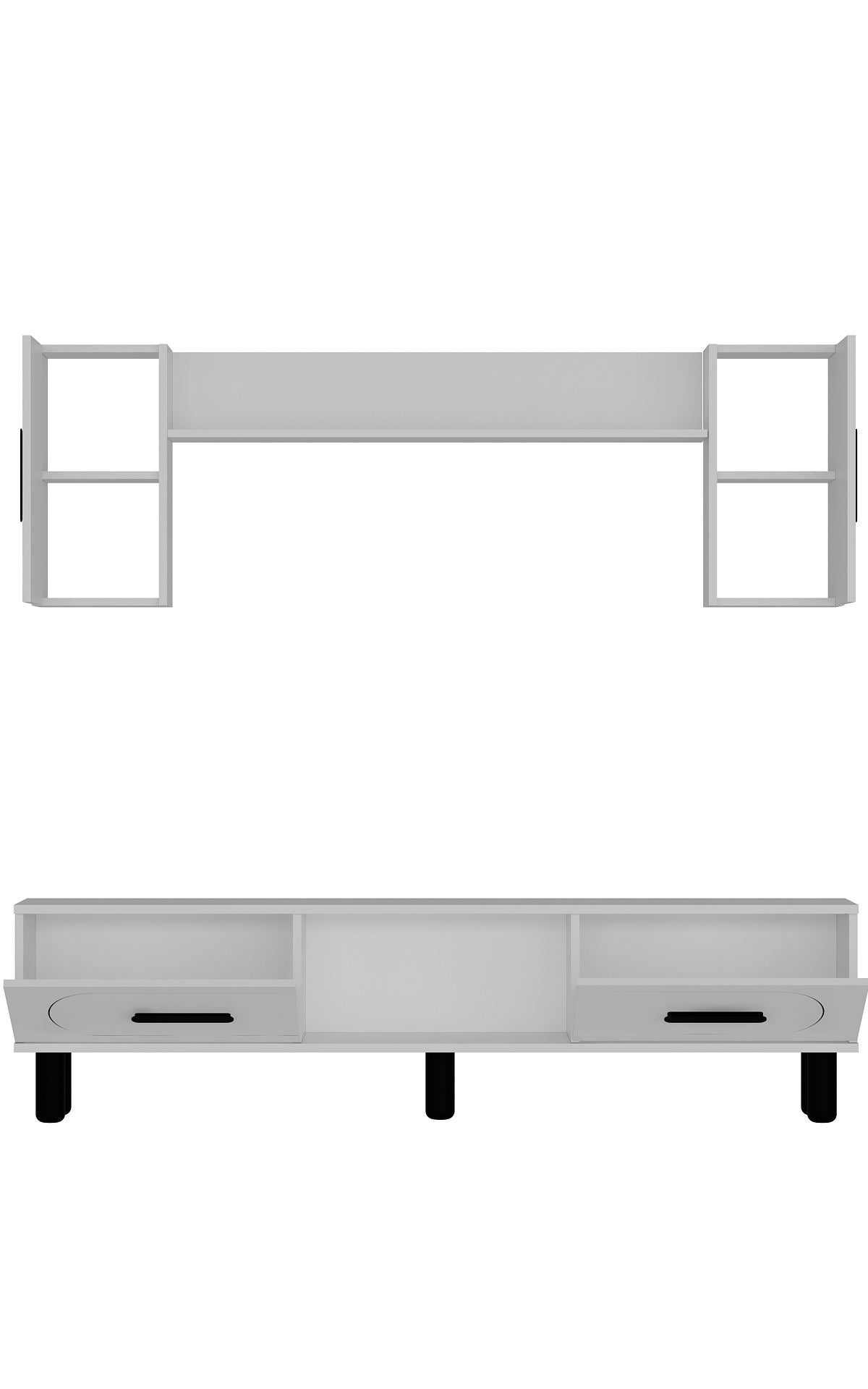 Móvel de TV – 150 cm – Branco e Preto – MDF