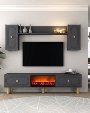 Estante para TV – 150 cm x 44,6 cm x 29,6 cm – Antracite – MDF 100% revestido de melamina